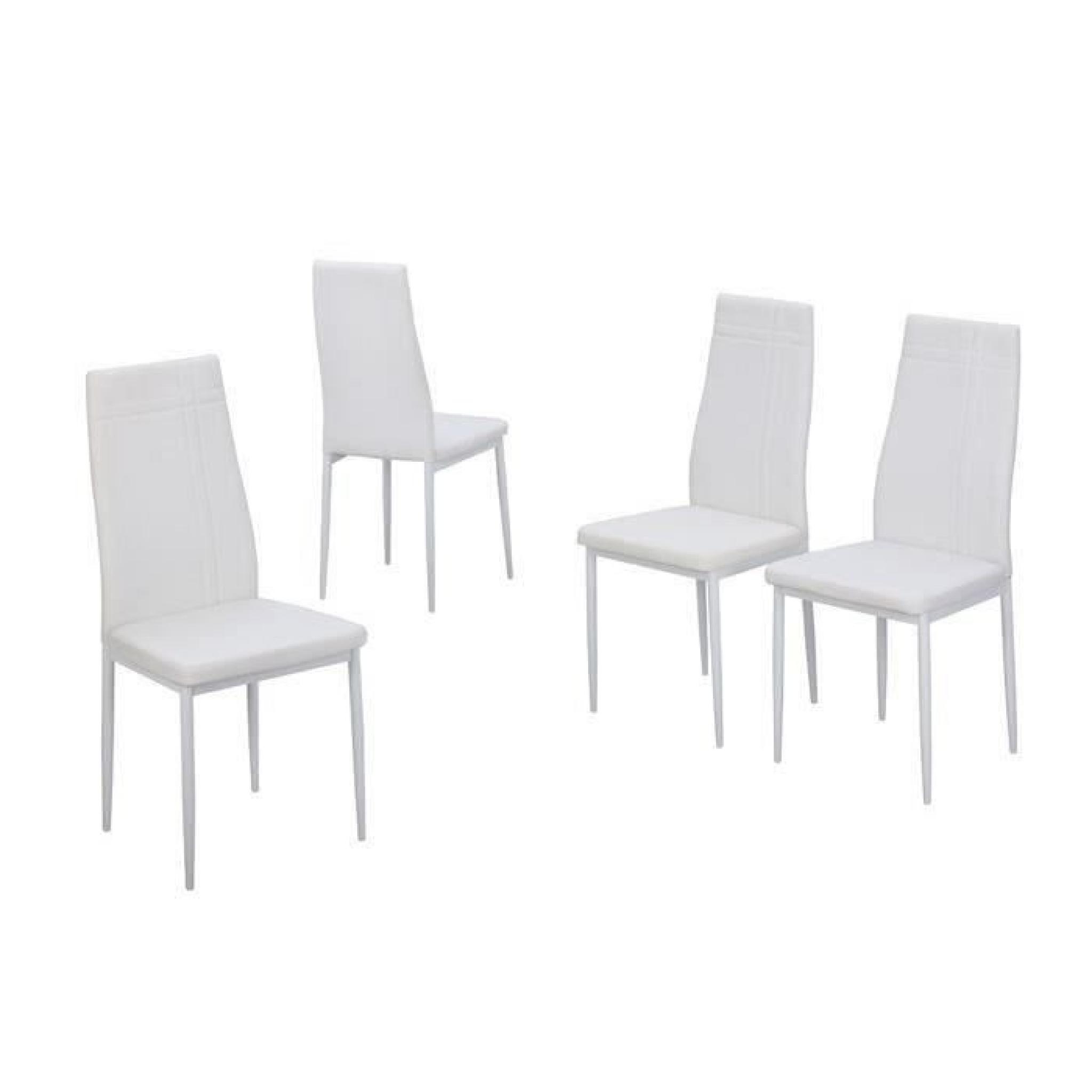 MAT Lot de 4 chaises de salle à manger - Simili blanc pas cher