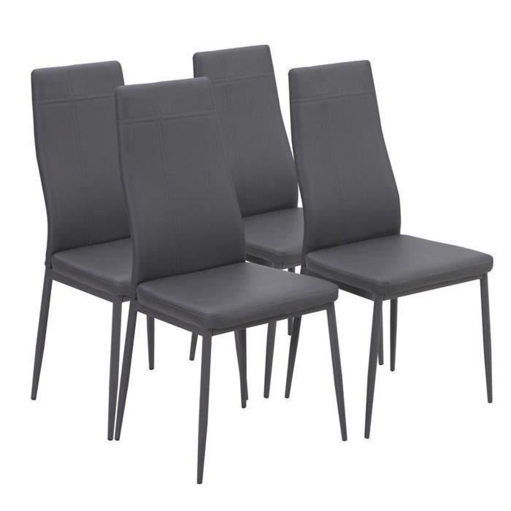 MAT Lot de 4 chaises de salle à manger - Simili gris
