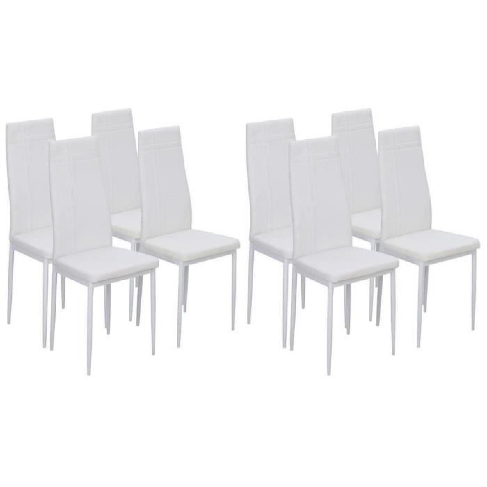 MAT Lot de 8 chaises de salle à manger en simili blanc