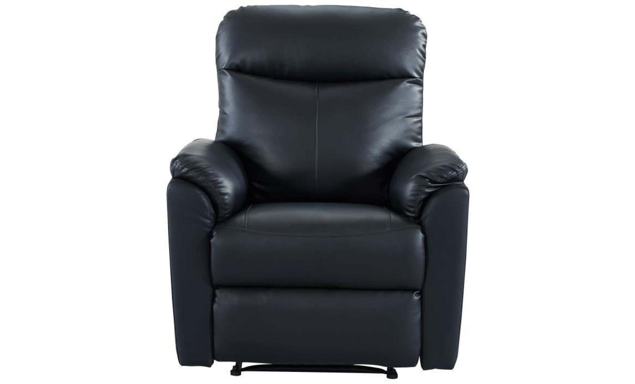 max fauteuil de relaxation   simili pu noir   classique   l 100 x p 93 cm