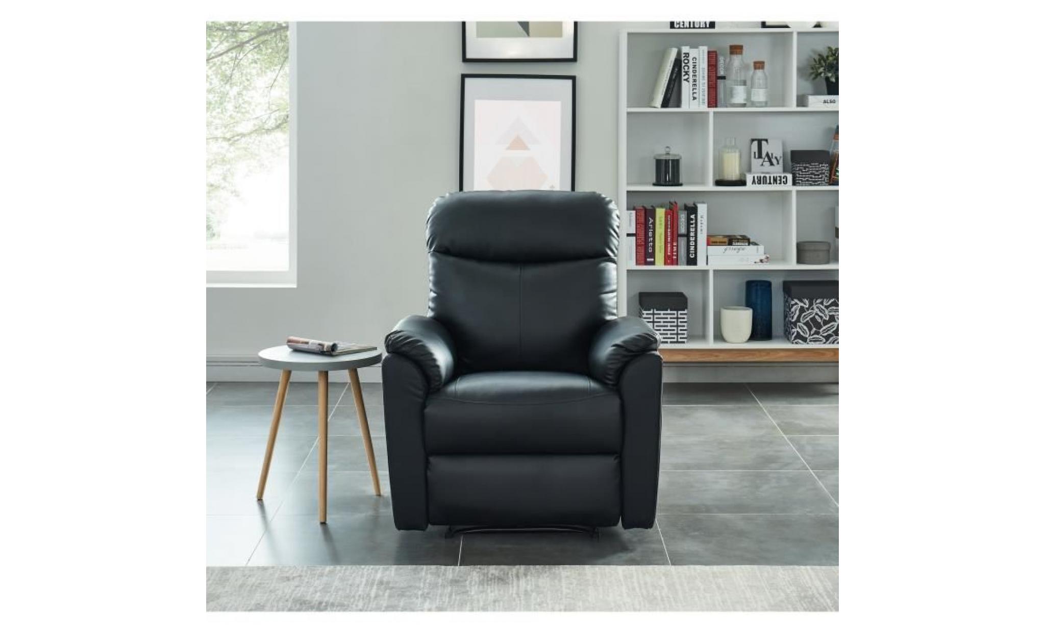 max fauteuil de relaxation   simili pu noir   classique   l 100 x p 93 cm pas cher