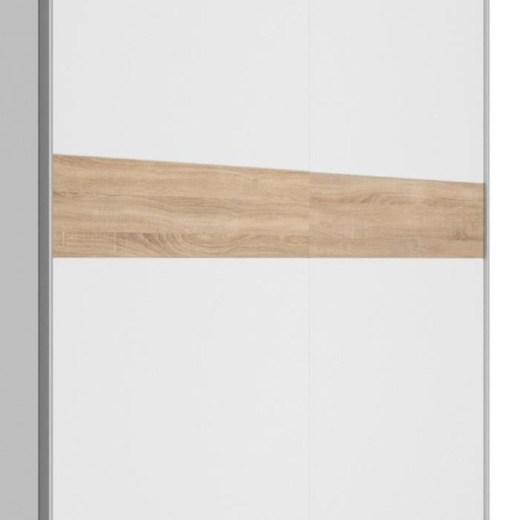 MAXI Armoire 215 cm blanc et décor chêne pas cher