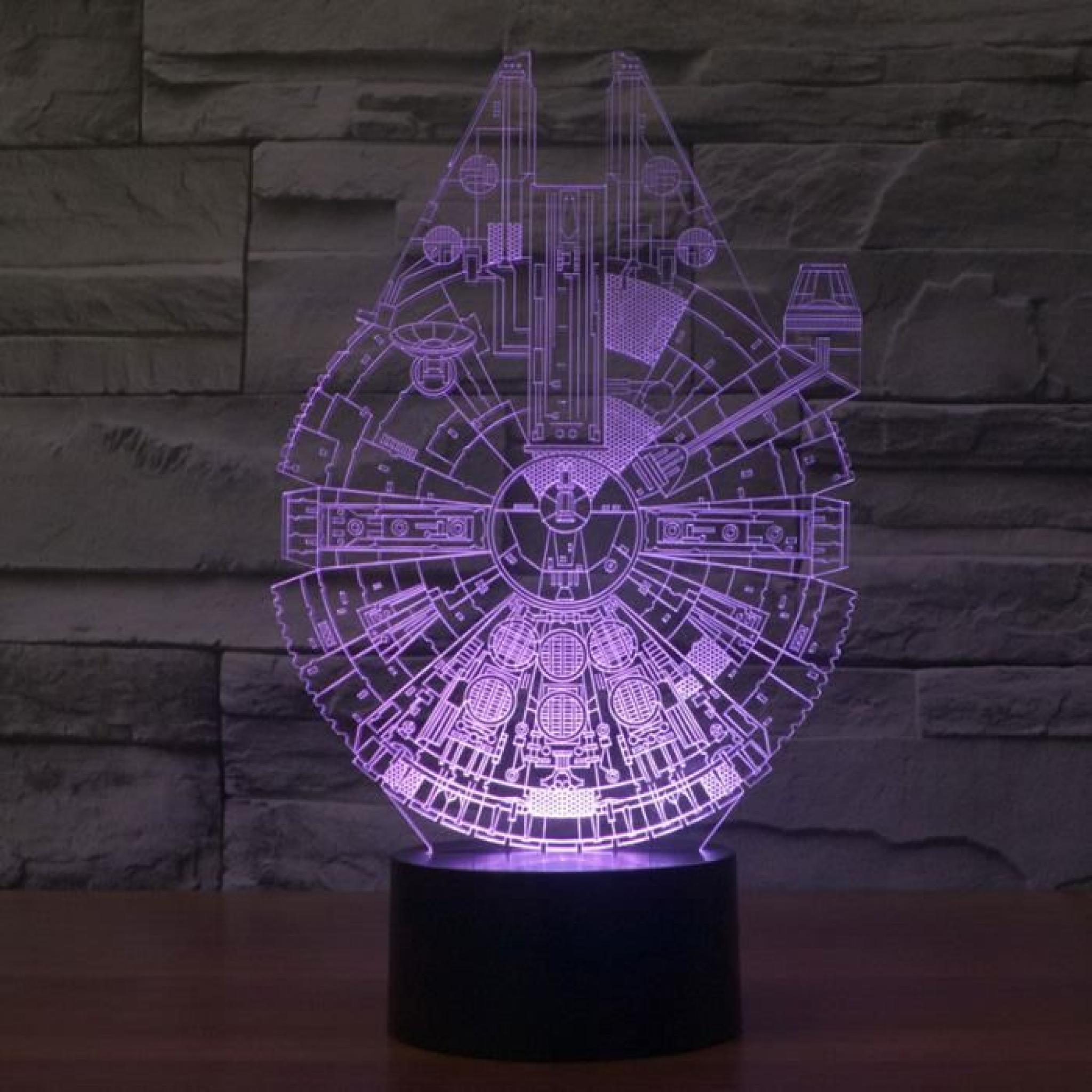 MCE Star Wars Lampe Millennium Falco Acrylique lampe 3D Lampe gradient sept coloré LED+un Rubik's cube gratuit pas cher