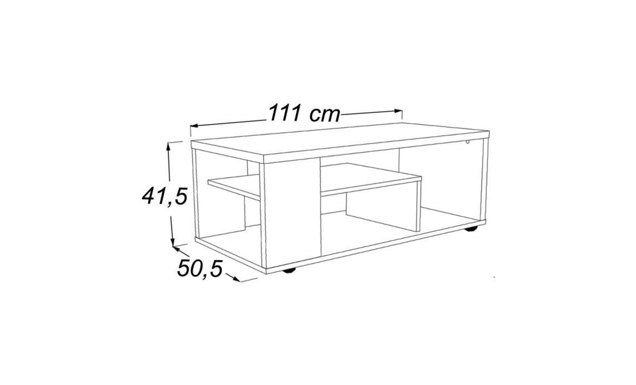 melina table basse style contemporain noir et blanc   l 111 x l 41,5 cm pas cher