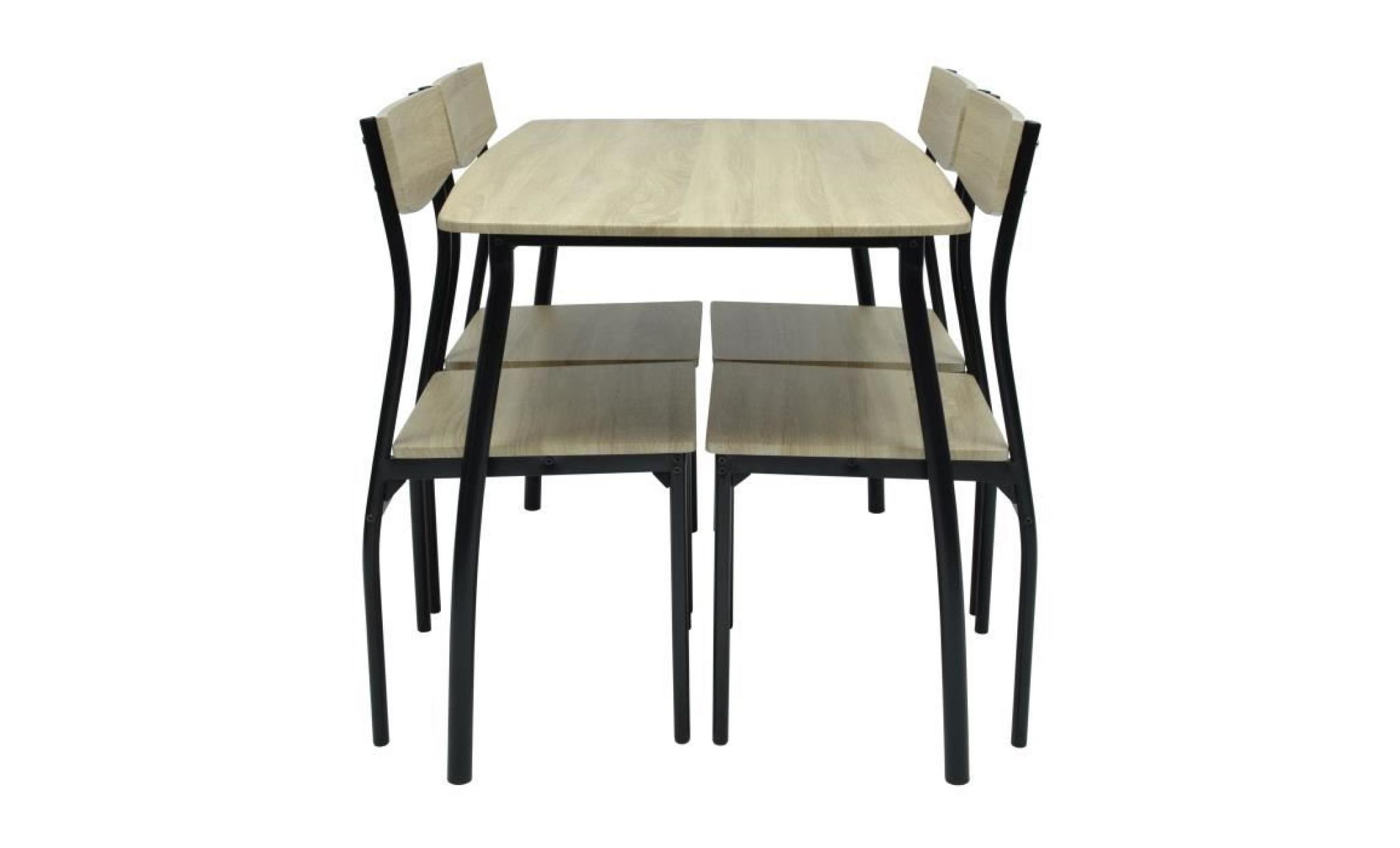 meloka ensemble table à manger de 4 à 6 personnes + 4 chaises   style contemporain   blanc laqué   l 110 x l 70 cm pas cher