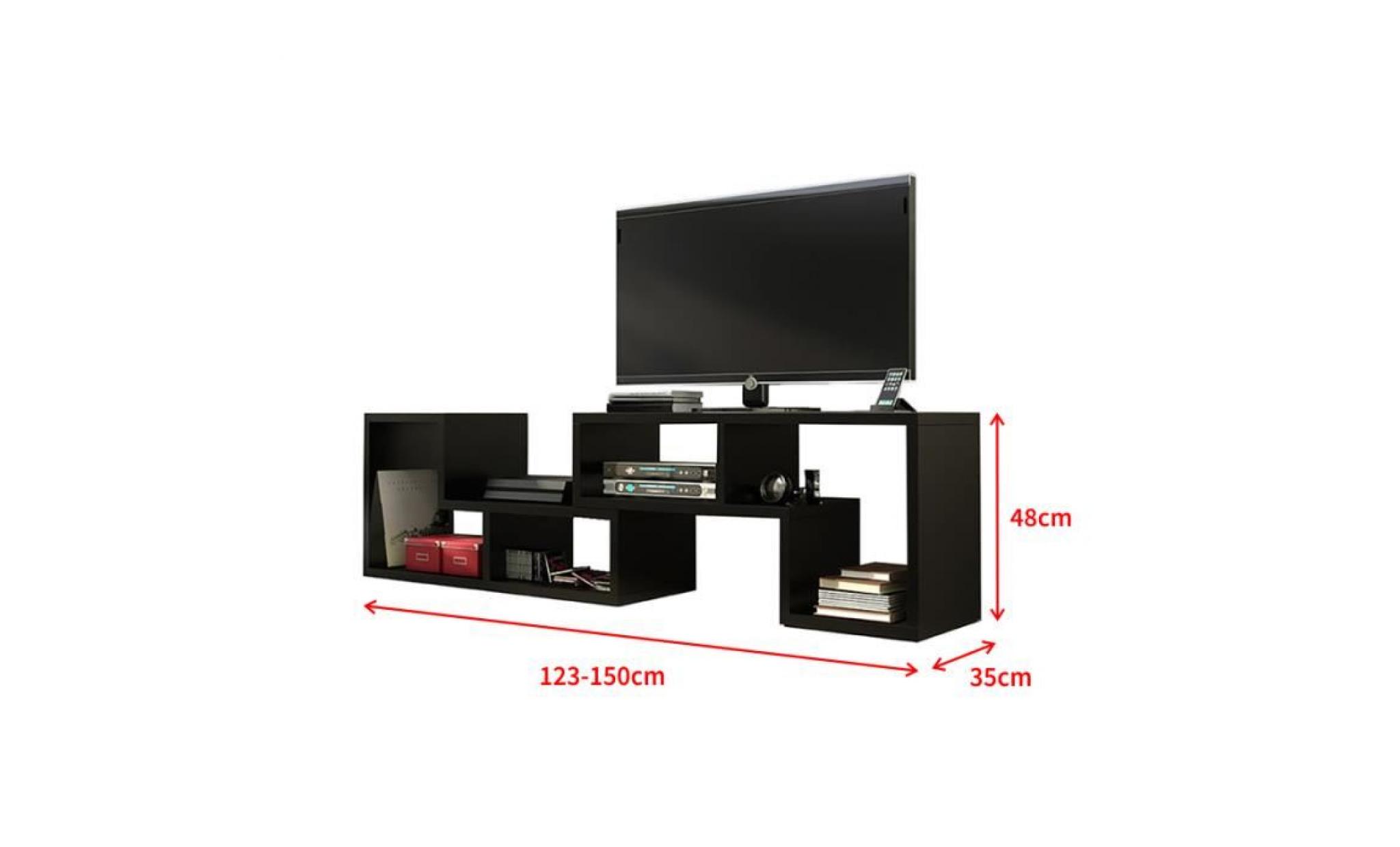 meuble tv / table basse / bibliothèque   collect 3 en 1   123 150 cm   noir mat   style contemporain   pratique et multifonctionnel pas cher