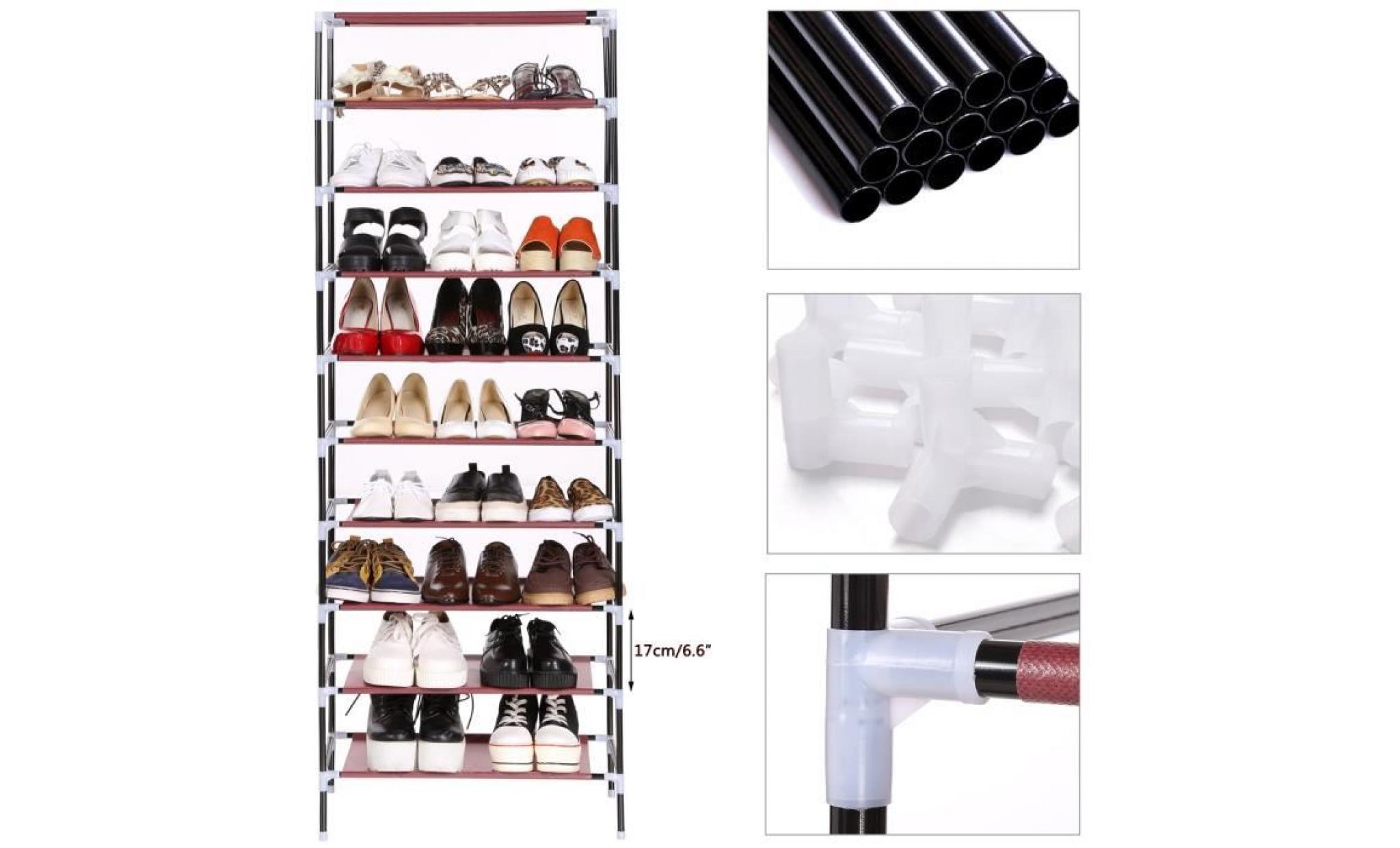meuble à chaussure rangement chaussure 10 niveaux chaussures stockage organisateur étagère à chaussures rack support de chaussure pas cher