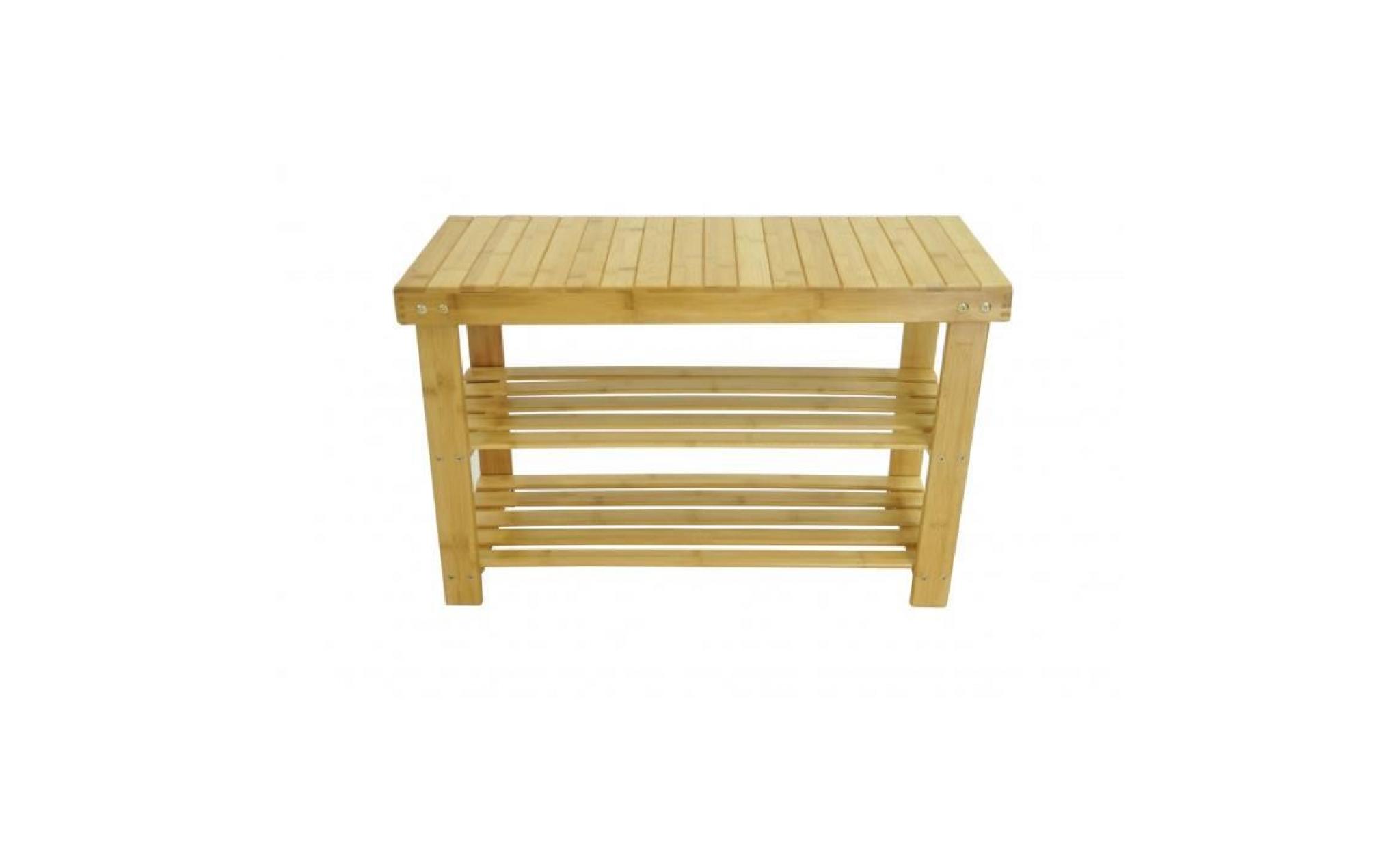 meuble à chaussures en bambou, Étagère en bambou à 3 niveaux, 70 x 45 x 28 cm, matériau:  bambou pas cher