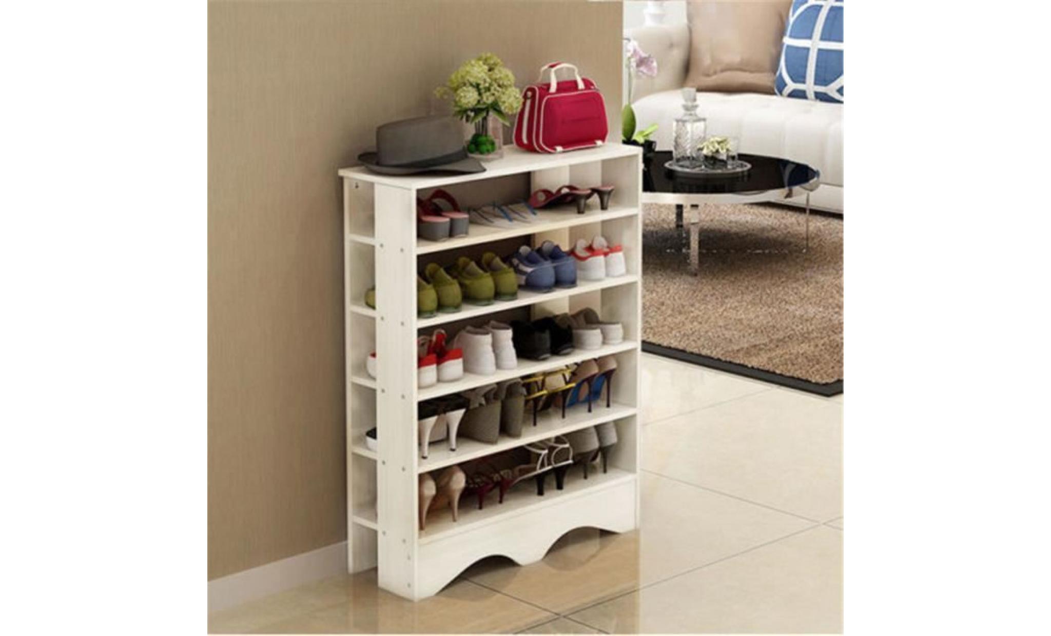 meuble à chaussures 6 étages contemporain   meuble armoire à chaussures   blanc pas cher