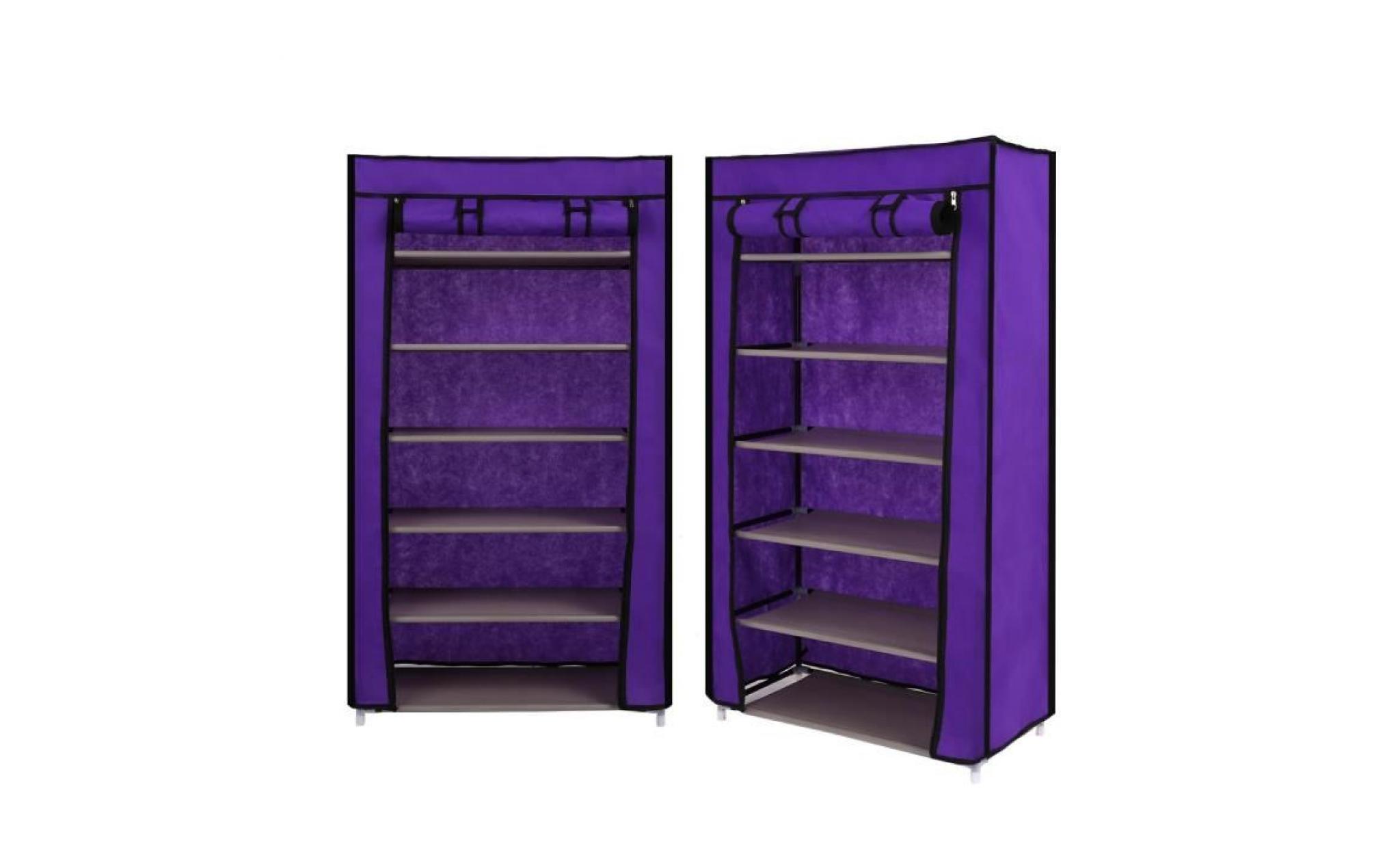 meuble à chaussures 6 niveaux avec couvercle violet pas cher
