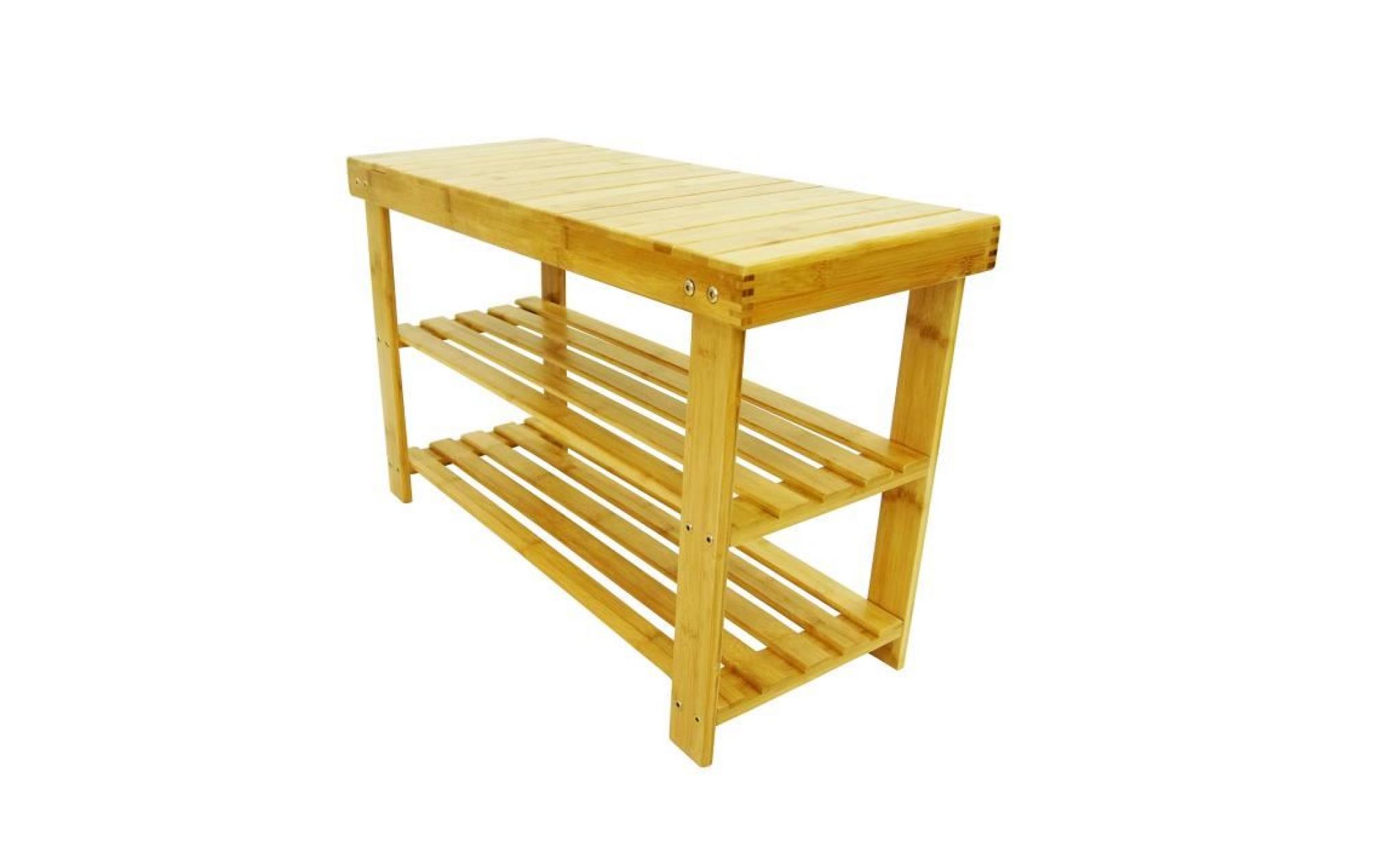 Étagère en bambou à 3 niveaux, meuble à chaussures en bambou, 70 x 45 x 28 cm, matériau:  bambou
