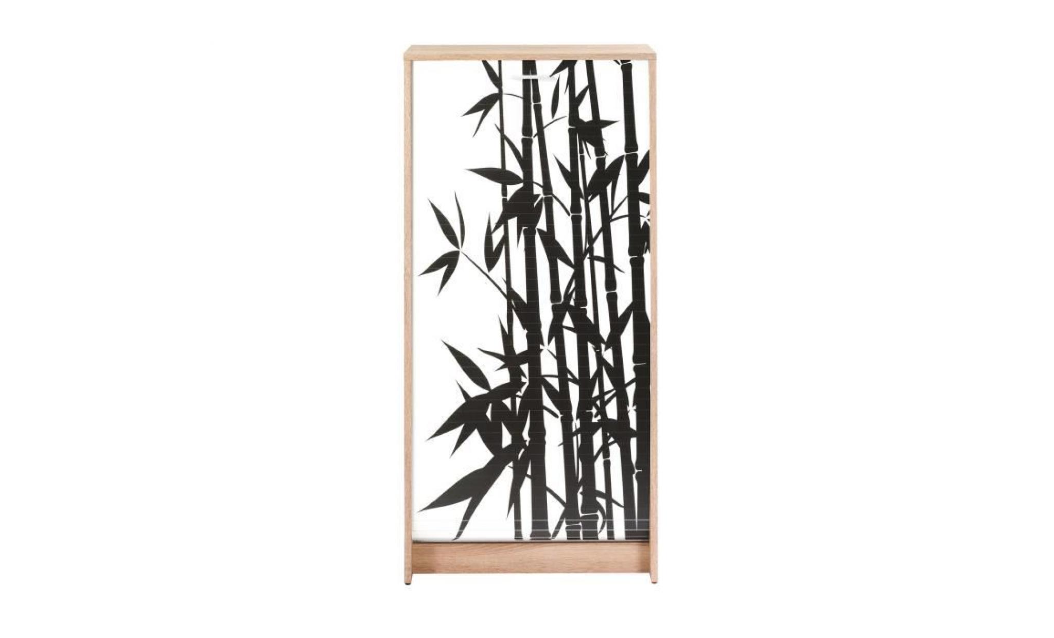 meuble à chaussures chêne avec décor bamboo noir 120 cm