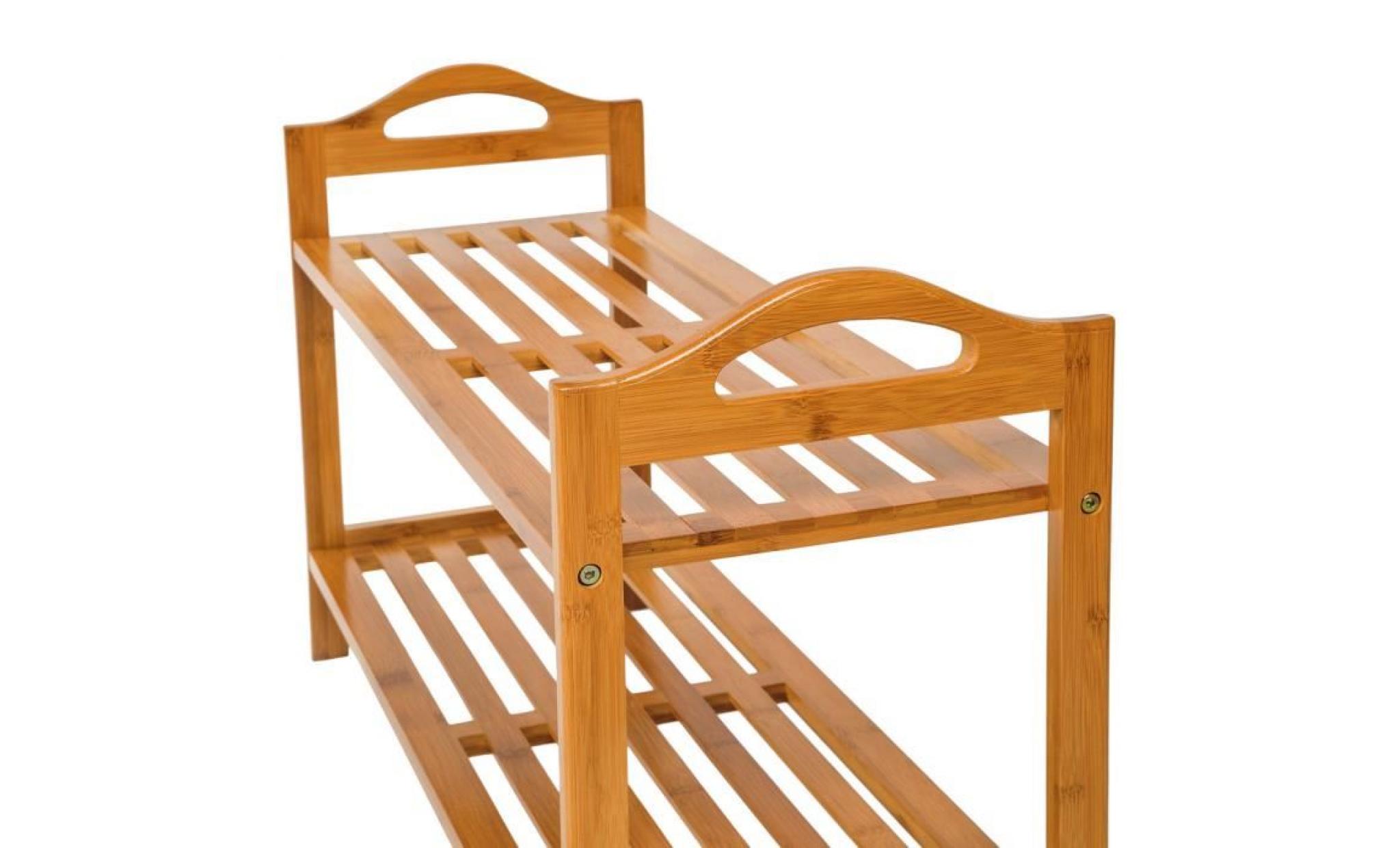 tectake meuble à chaussures d'entrée 4 Étagères meuble de rangement en bambou 68 cm x 25 cm x 70 cm pas cher