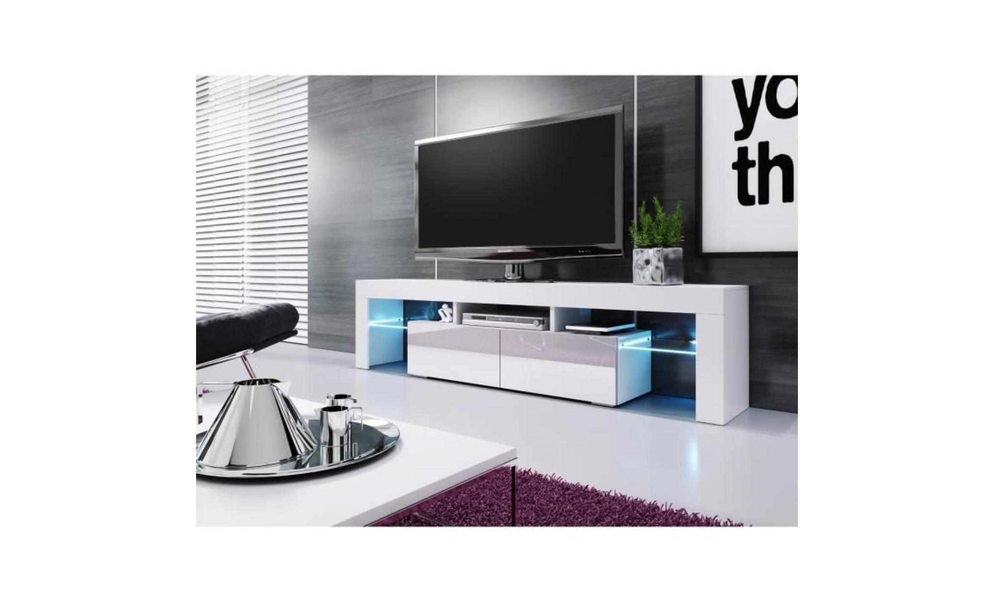 meuble banc tv blanc   1m90