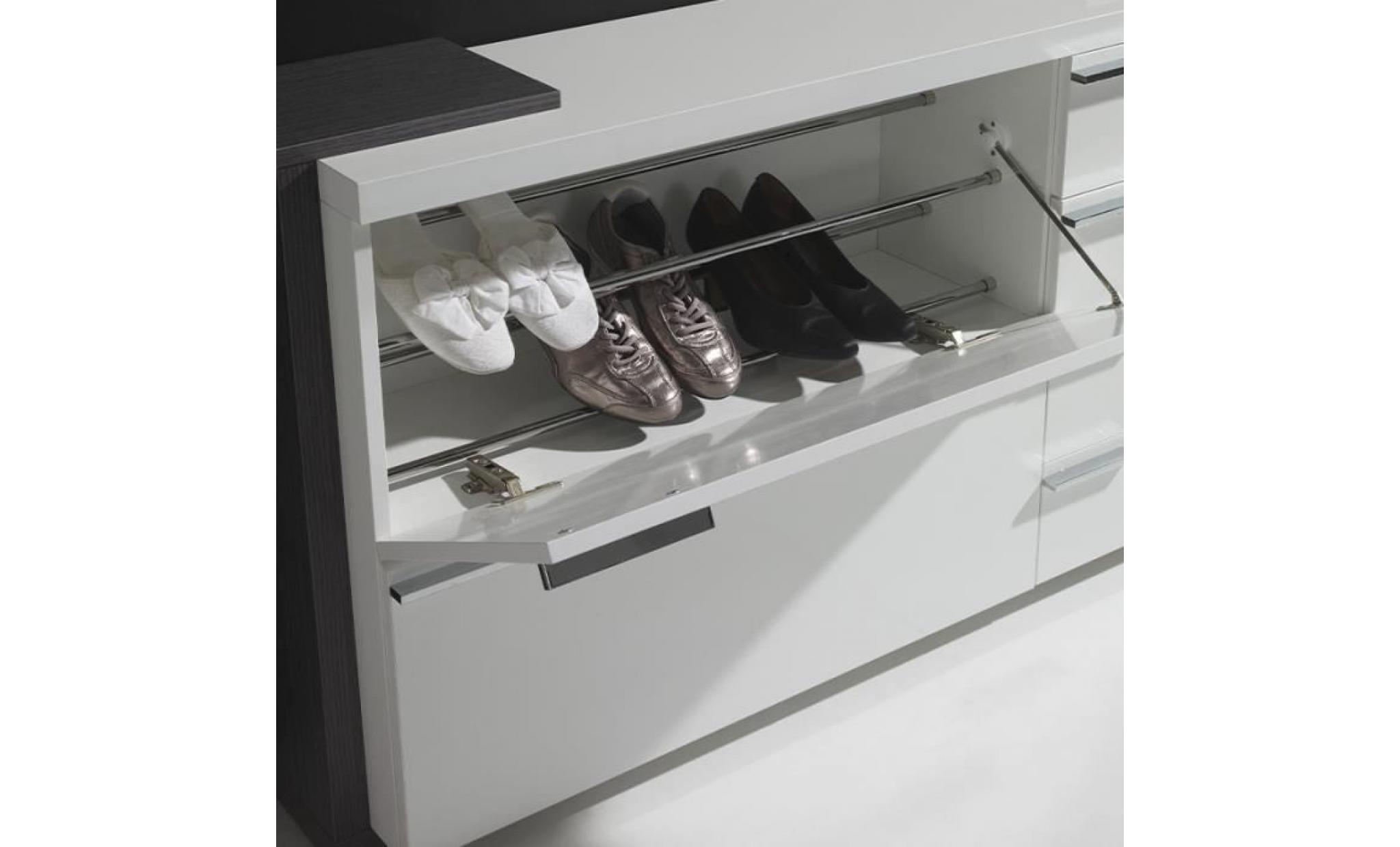 meuble chaussures blanc couleur bois gris avec miroir arucas pas cher