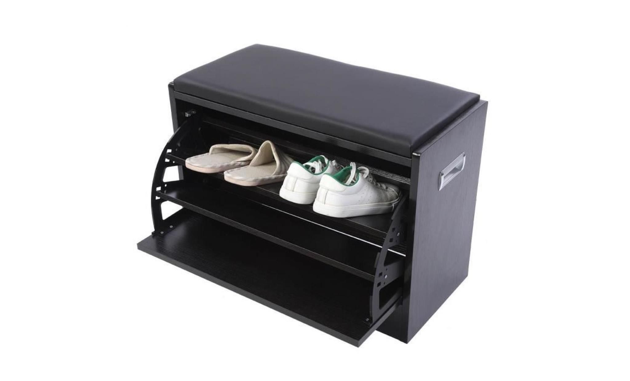 meuble d'entrée banc de rangement à chaussure en bois (noir)