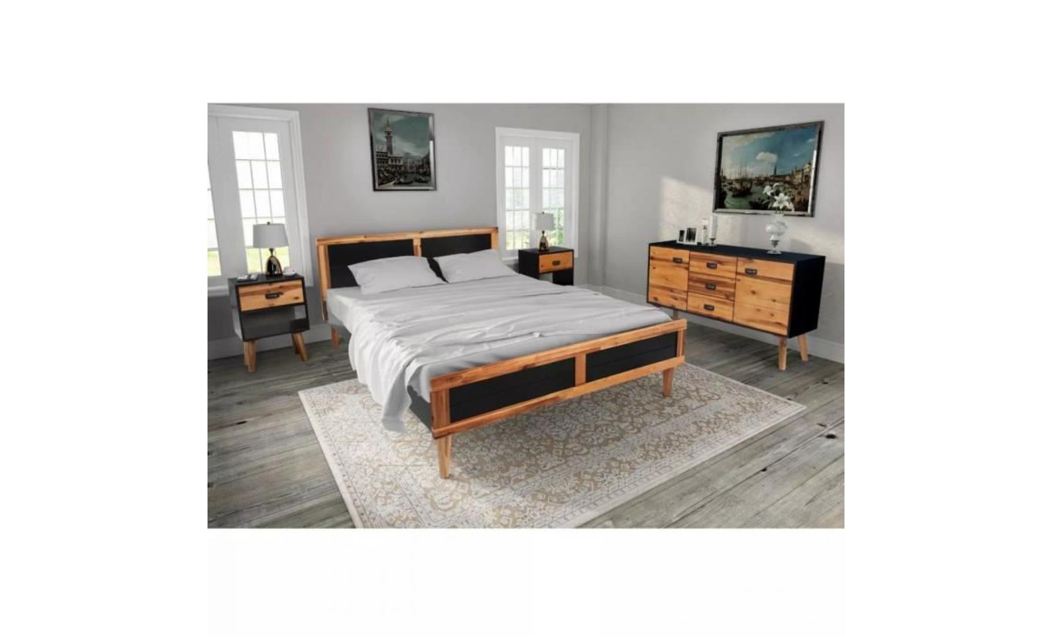 meuble de chambre à coucher 4 pcs bois d'acacia 140 x 200 cm