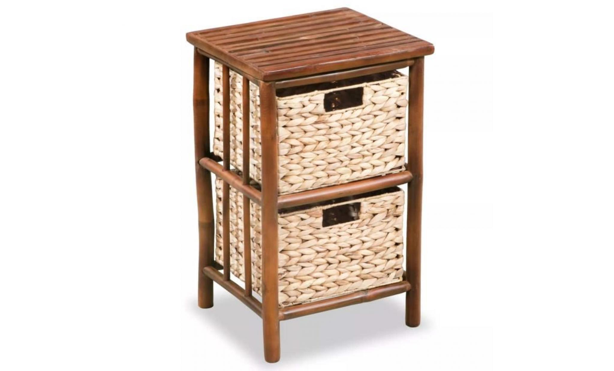 meuble de chevet bambou et jacinthe d'eau 36 x 33 x 58 cm