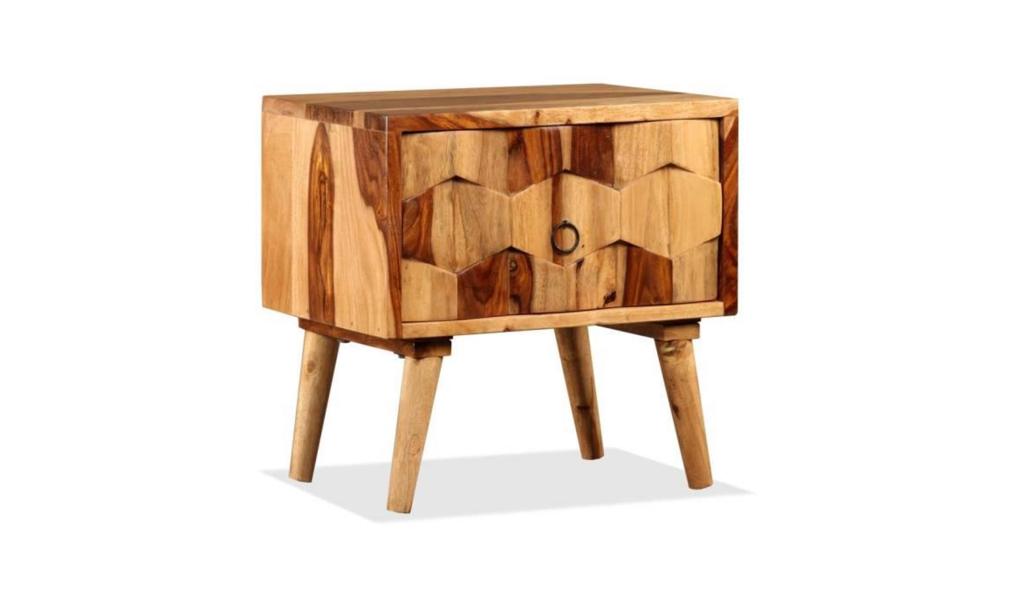 meuble de chevet table de chevet avec 1 tiroir bois massif de sesham