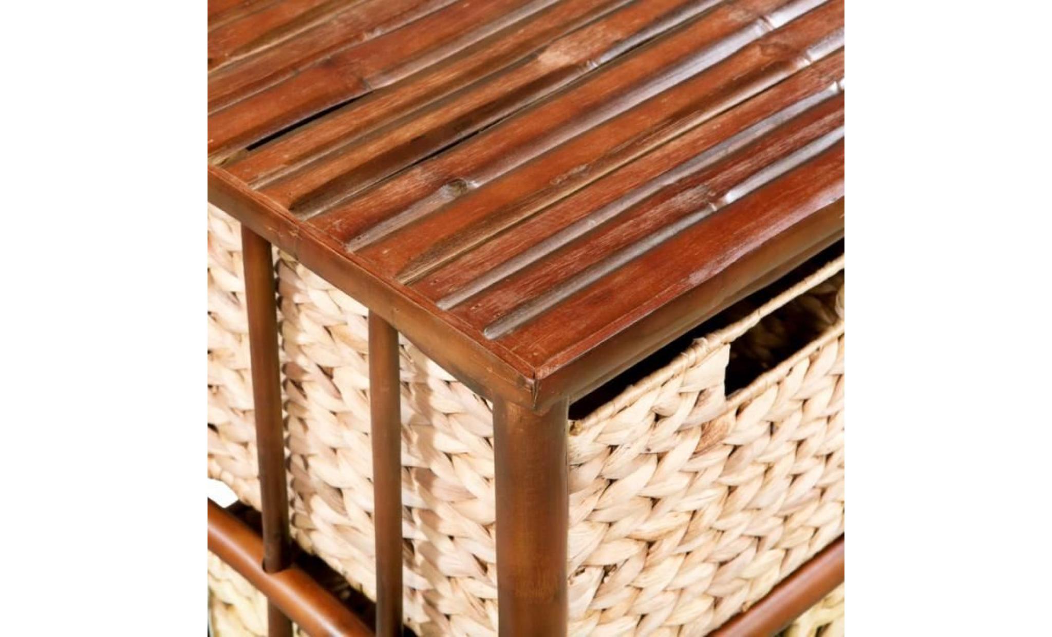 meuble de chevet table de nuit chevet scandinave contemporain bambou et jacinthe d'eau 36 x 33 x 58 cm pas cher