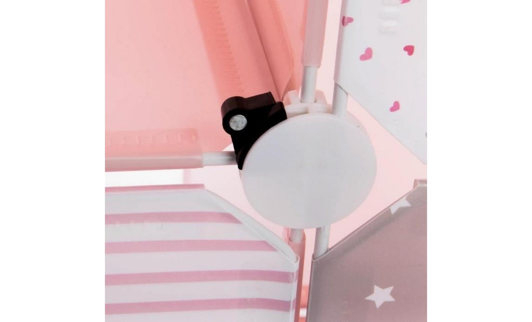meuble de rangement colonne armoire de rangement jouets  forme château   coloris rose gris et blanc pas cher