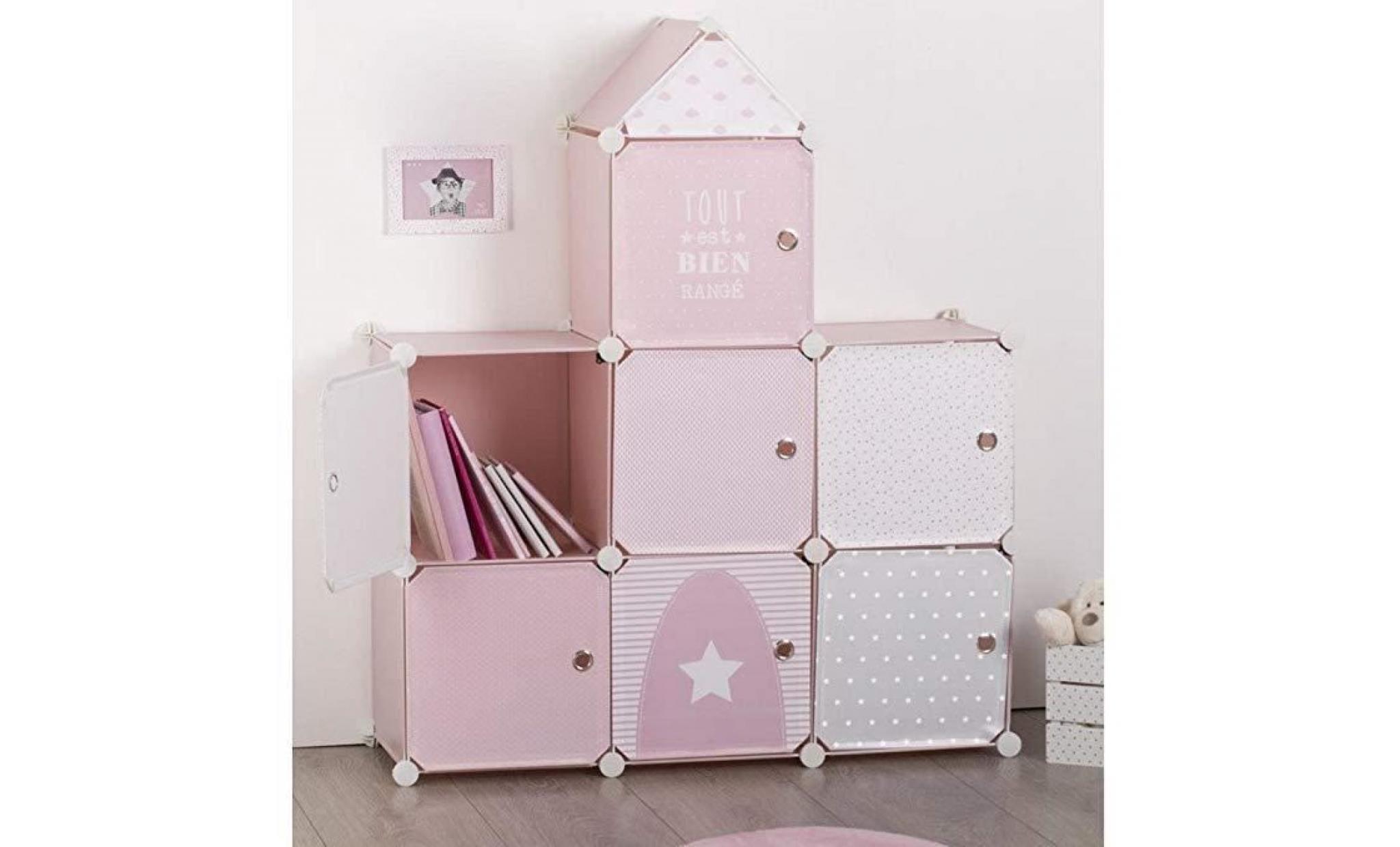 meuble de rangement colonne   forme château   coloris rose gris et blanc