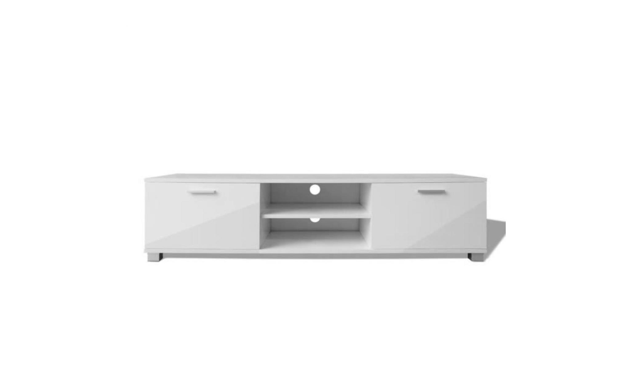 meuble hifi meuble tv à haute brillance blanc 140 x 40,3 x 34,7 cm pas cher
