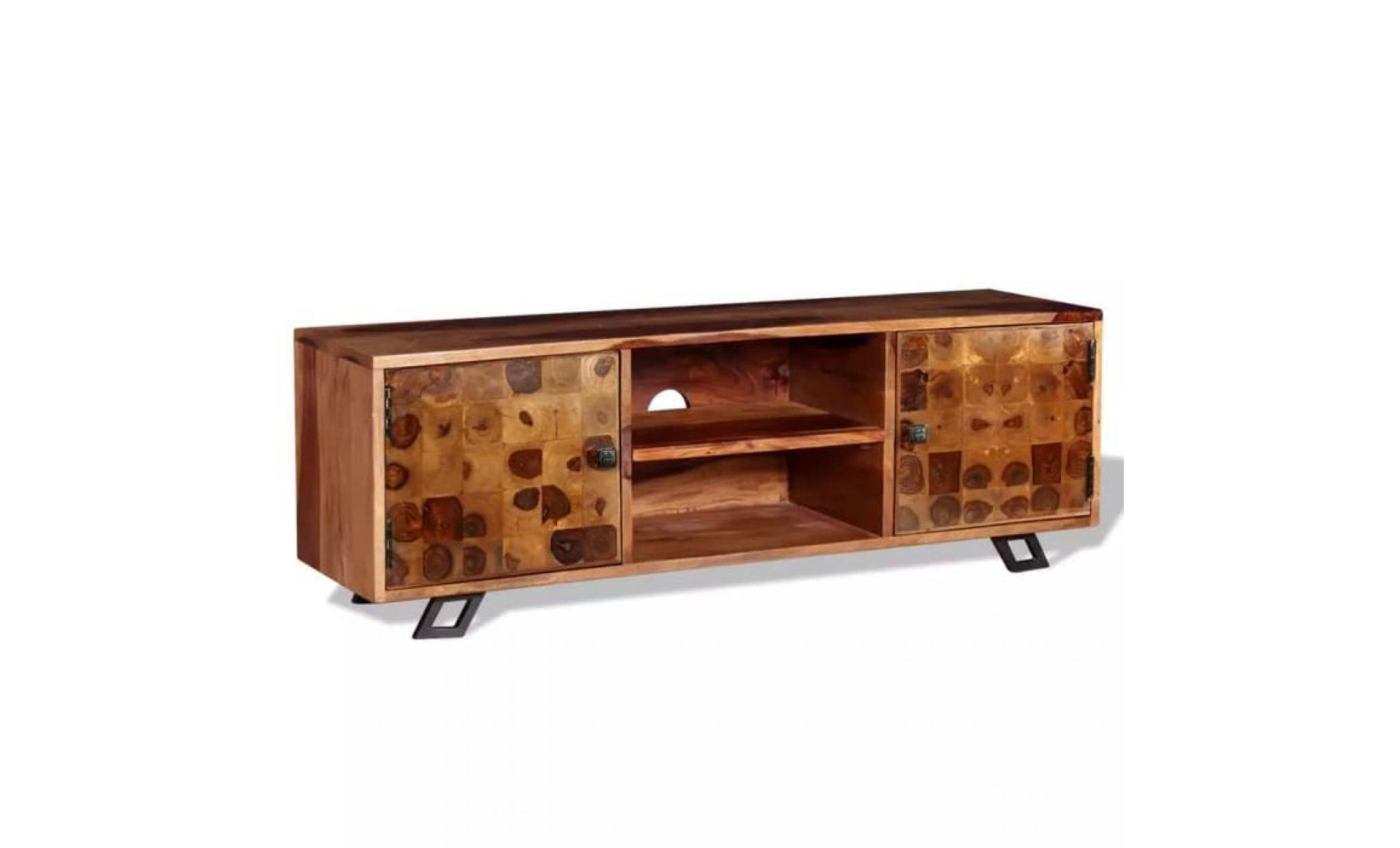 meuble hifi meuble tv bois massif de sesham 120 x 30 x 40 cm