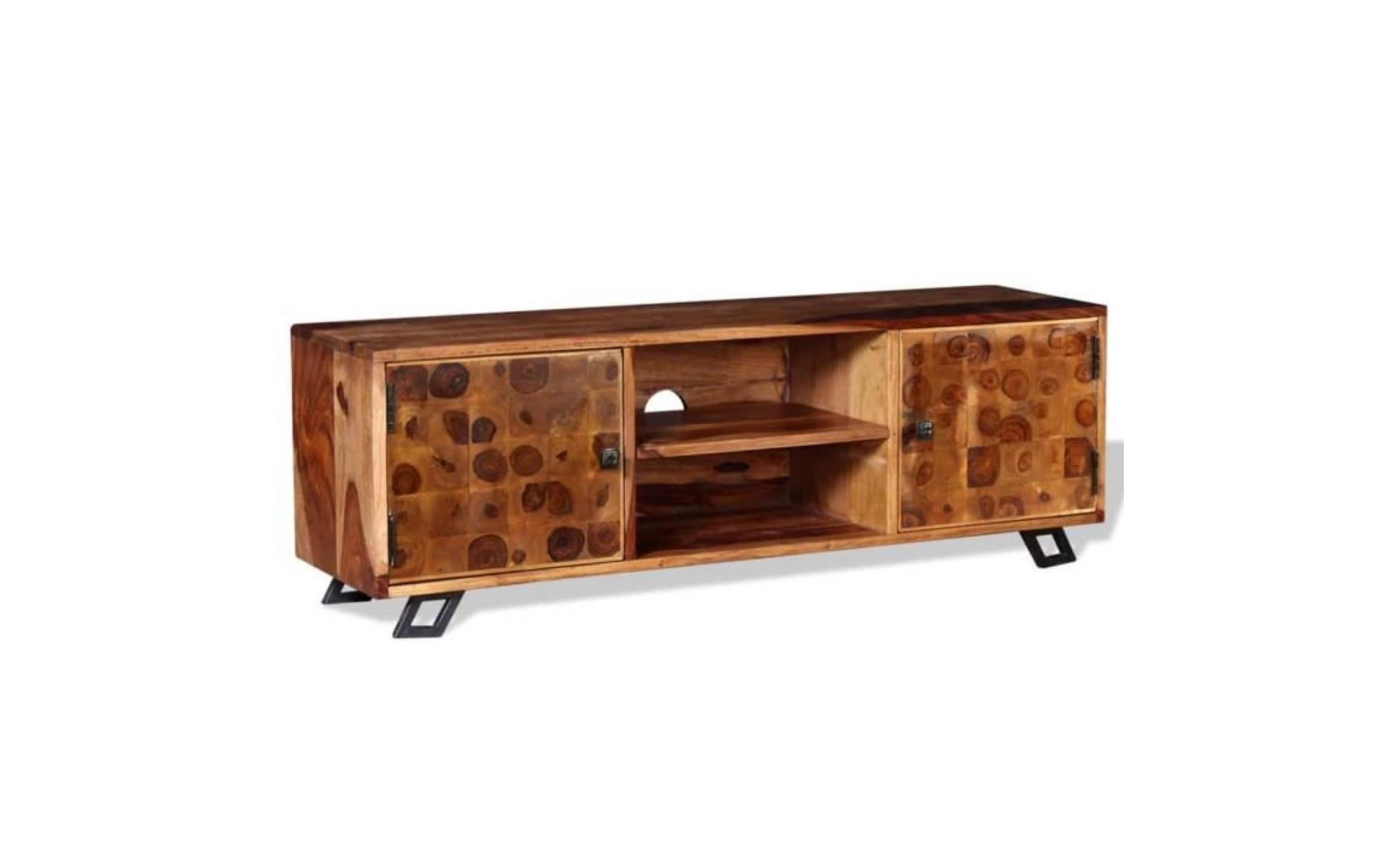 meuble hifi meuble tv bois massif de sesham 120 x 30 x 40 cm pas cher