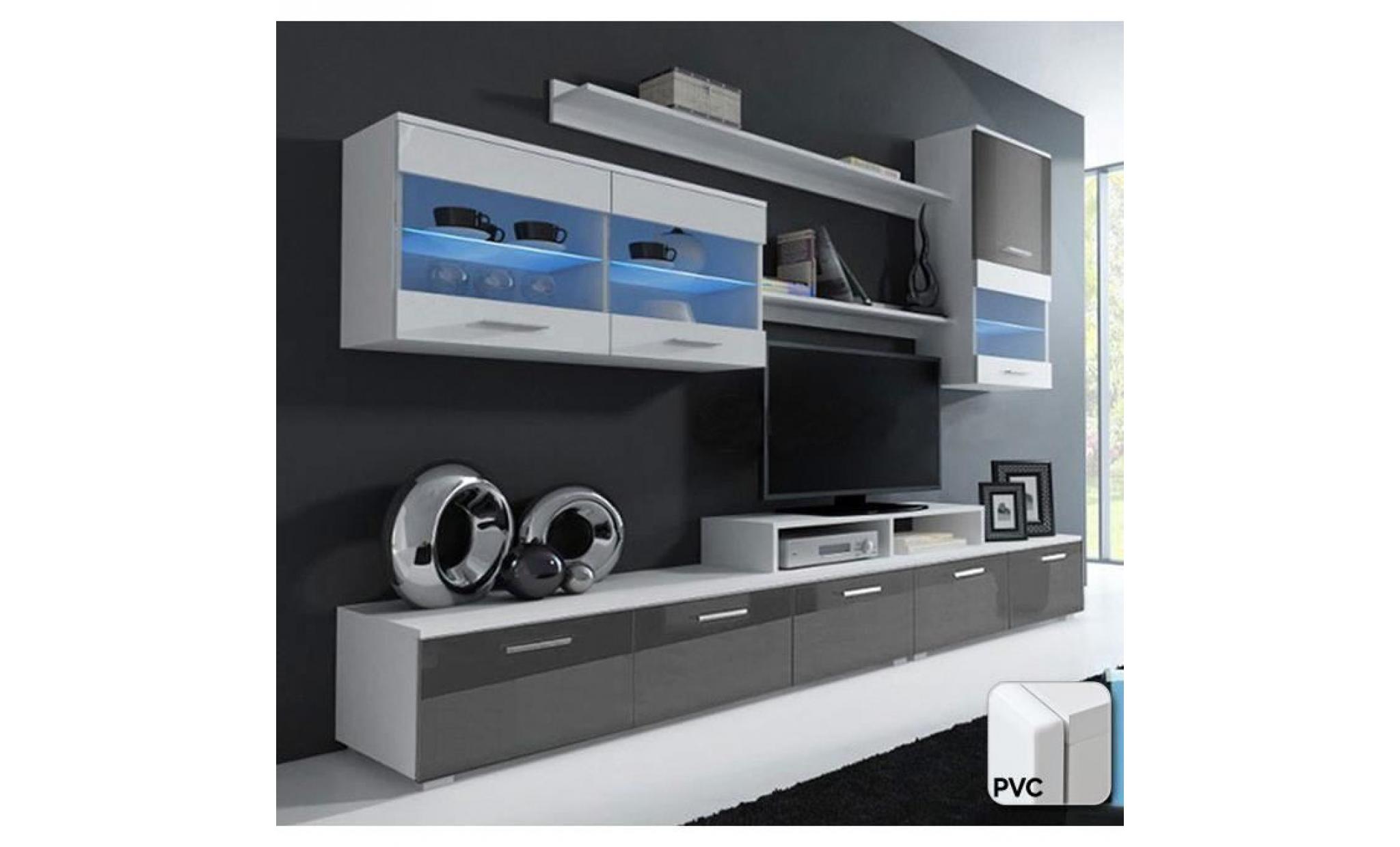 meuble mural tv claudia blanc et gris mod. 2 (avec poignées de metal, slow open et soft close)