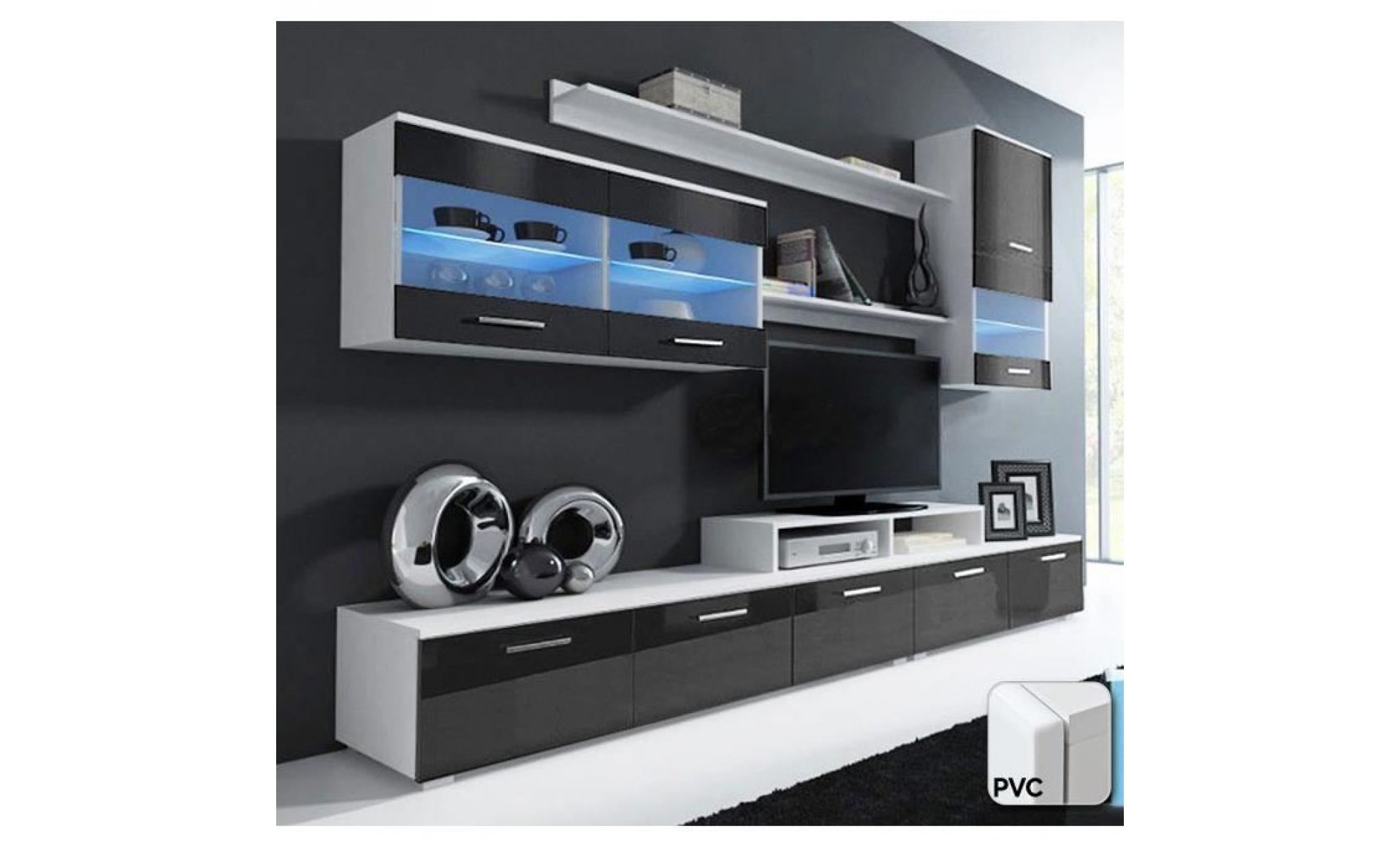 meuble mural tv claudia blanc et noir mod. 7 (avec poignées de metal, slow open et soft close)