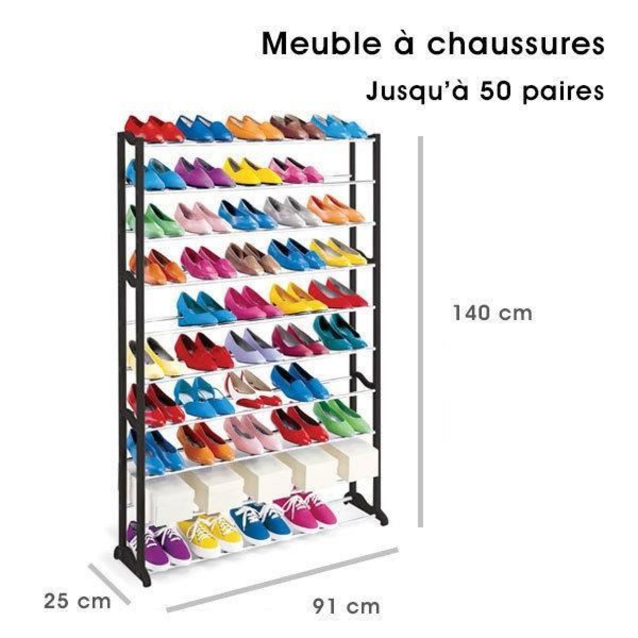 Meuble Organisateur Range Chaussures 50 Paires Étagère Placard Armoire Shoes