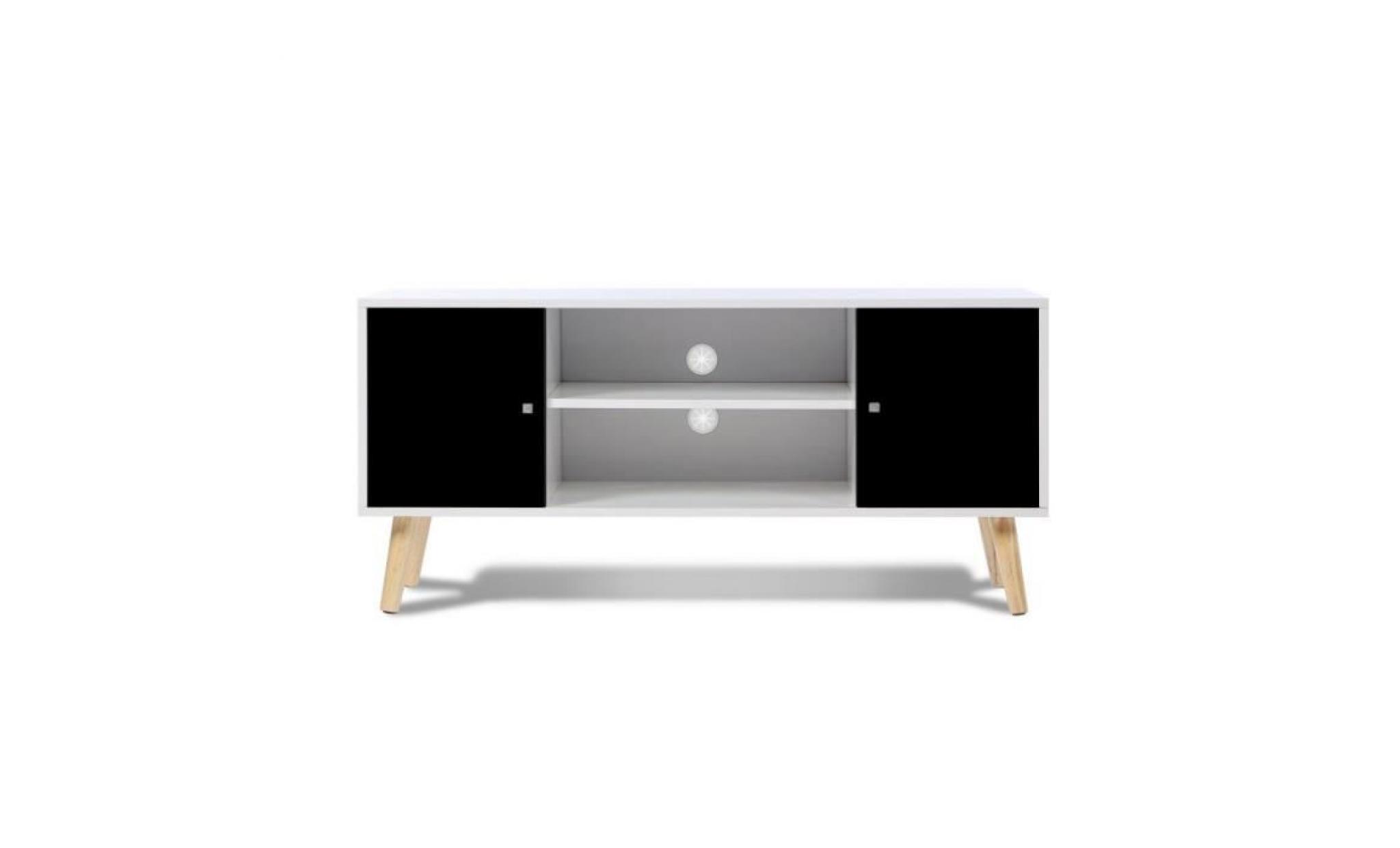 meuble télé effie scandinave bois blanc et noir pas cher