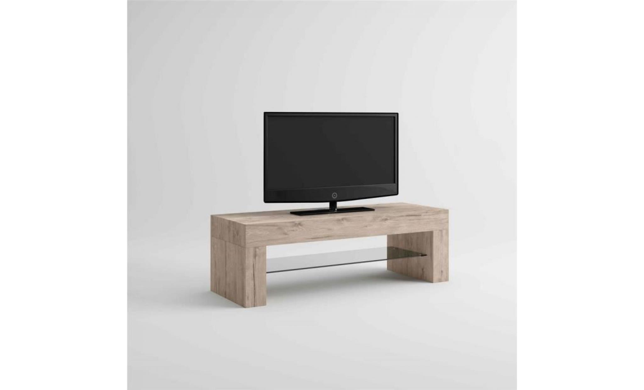 mobilifiver meuble télé, evolution, chêne naturel, 112 x 40 x 36 cm, mélaminé/verre, made in italy