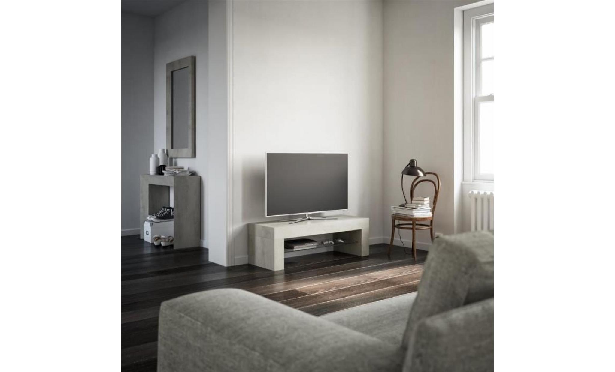 mobilifiver meuble télé, evolution, chêne naturel, 112 x 40 x 36 cm, mélaminé/verre, made in italy pas cher