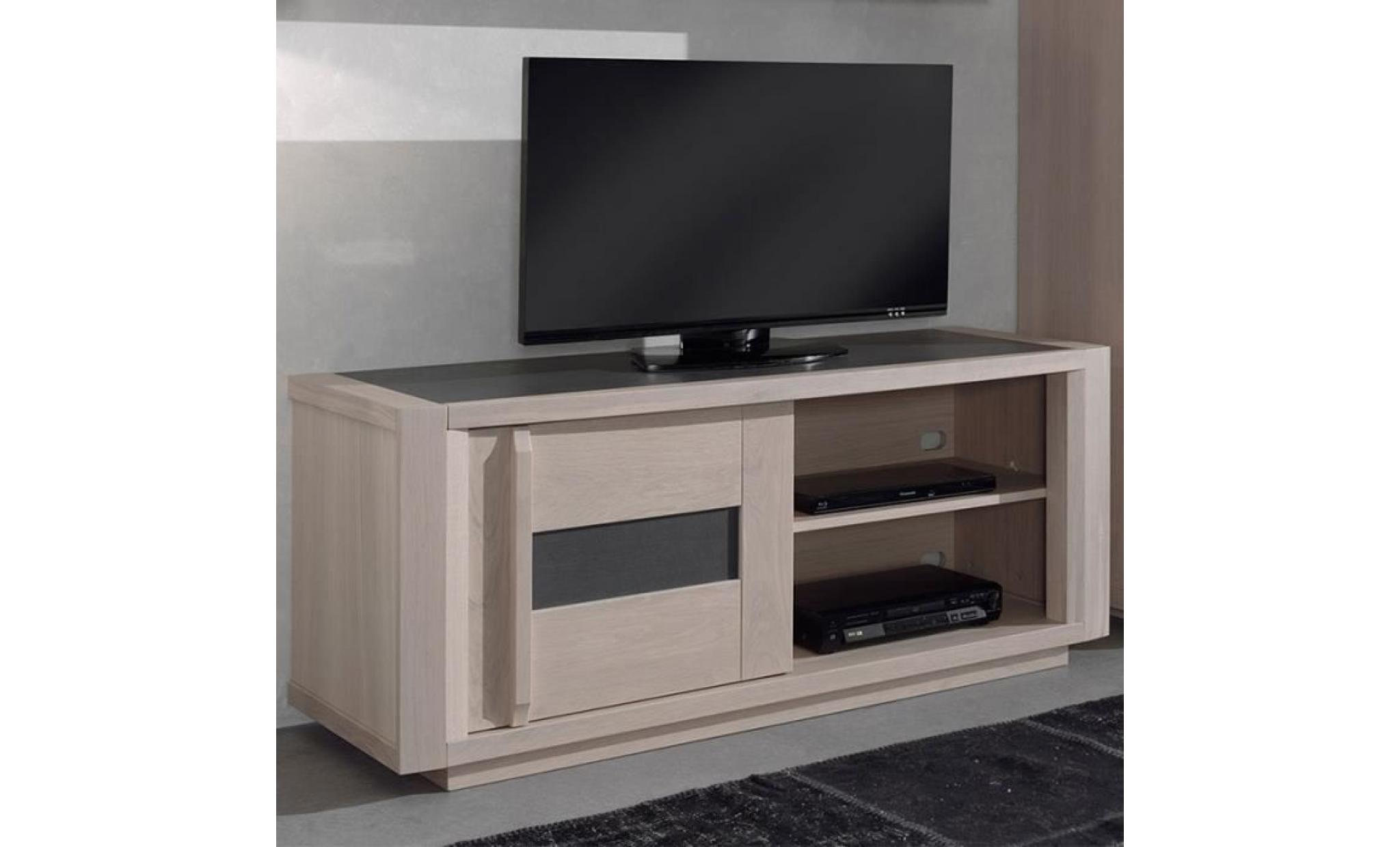 meuble télé moderne couleur bois clair et gris cassandre