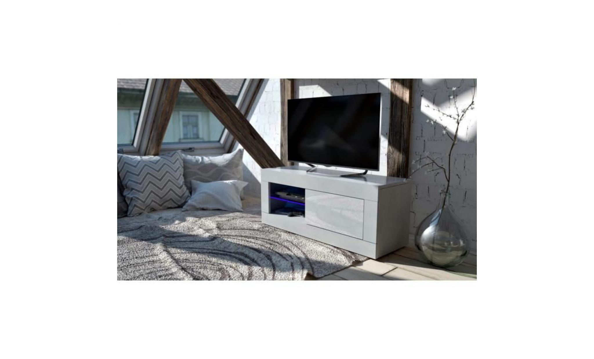 meuble tv 100 cm blanc avec led