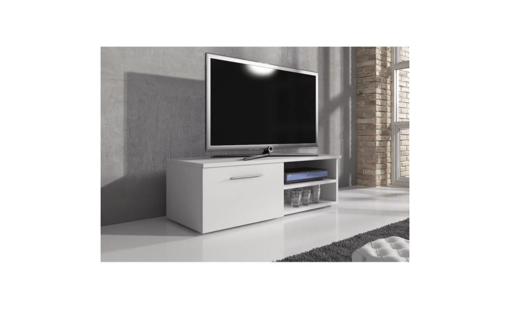 meuble tv 120 cm mdf blanc mat
