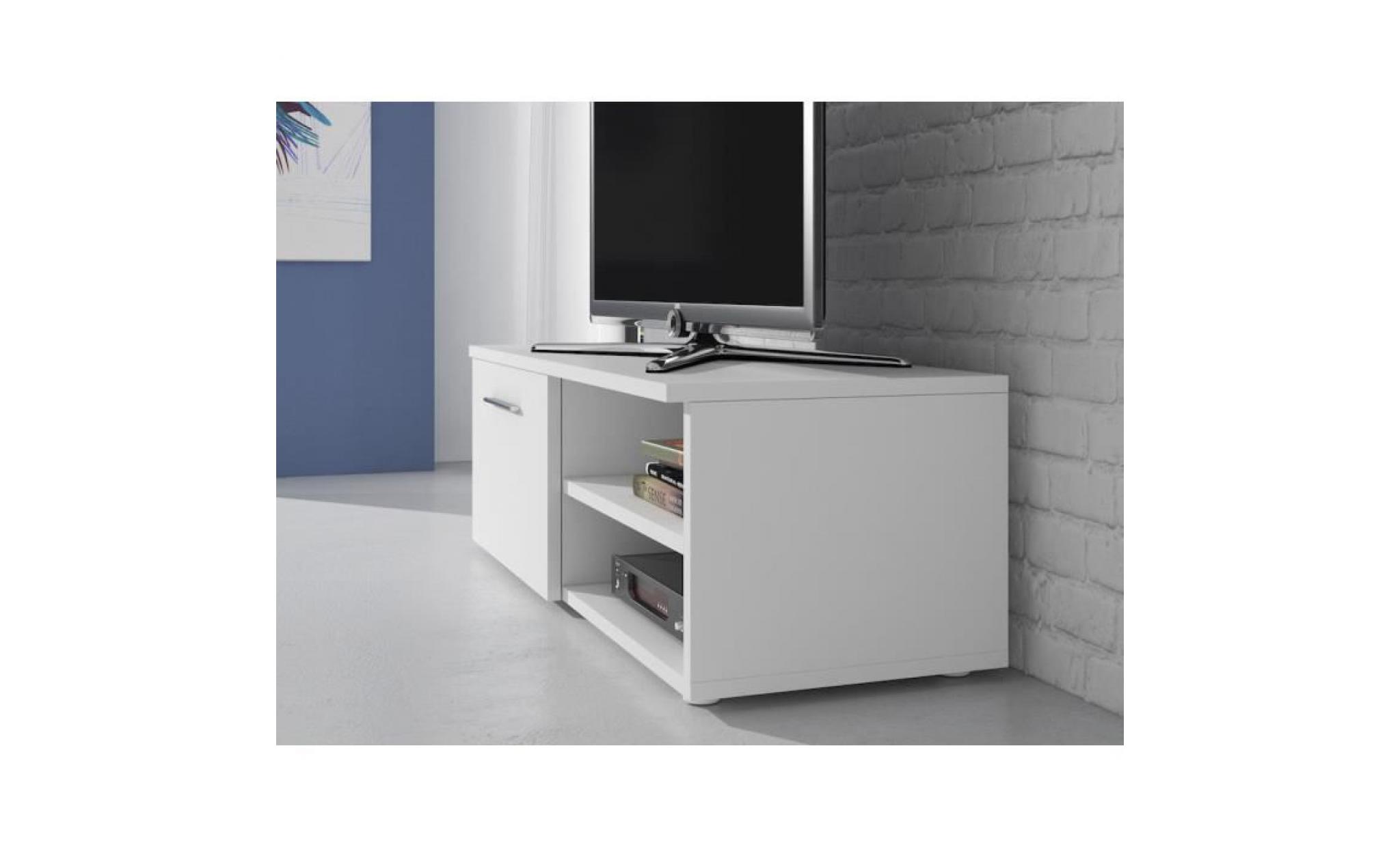 meuble tv 120 cm mdf blanc mat pas cher