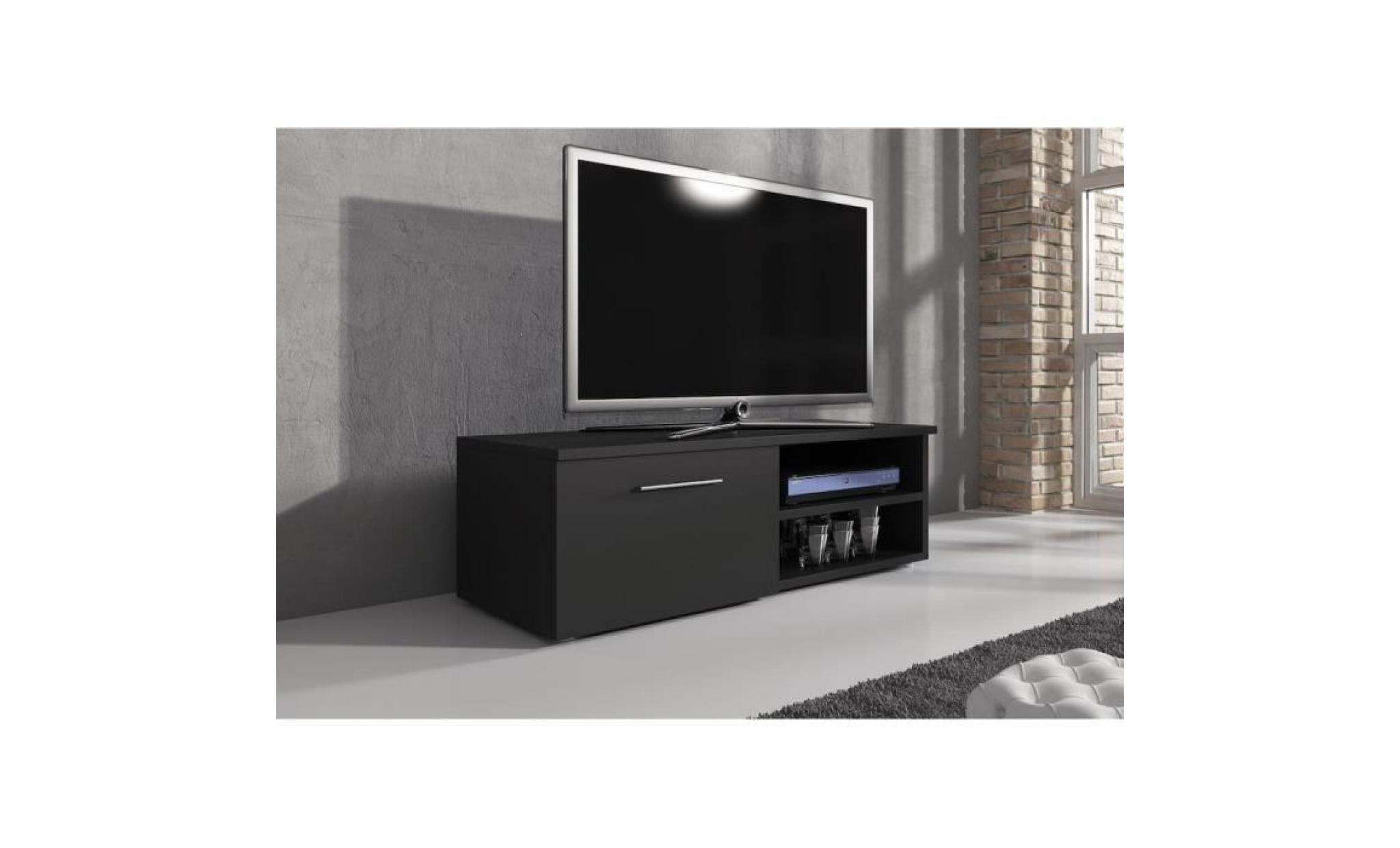 meuble tv 120 cm mdf noir mat