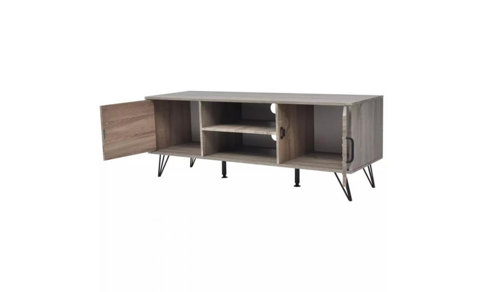 meuble tv meuble salon scandinave meuble hi fi 120 x 40 x 45 cm audio vidéo et pour home cinéma gris pas cher