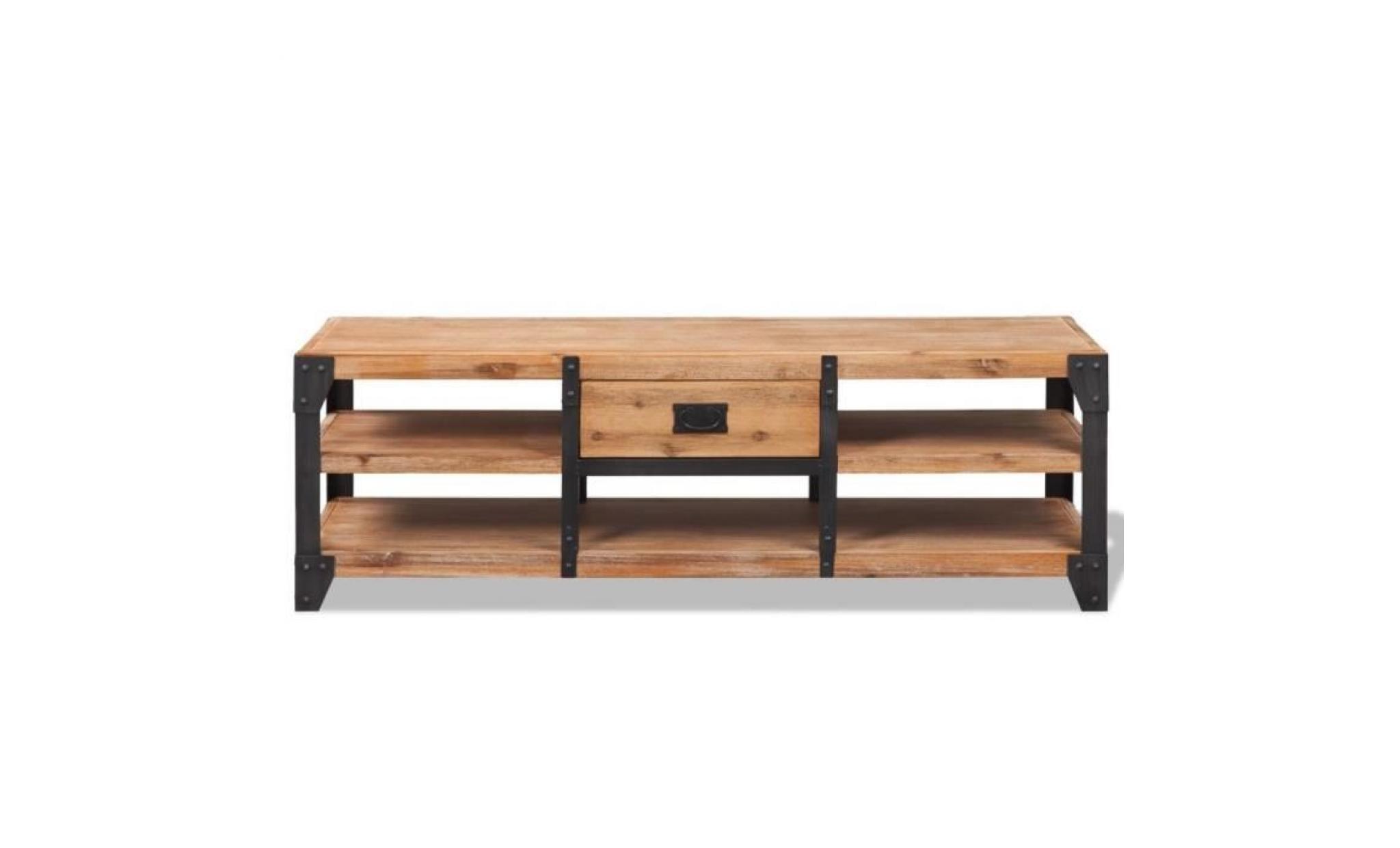 meuble tv 140 x 40 x 45 cm bois d'acacia massif pas cher