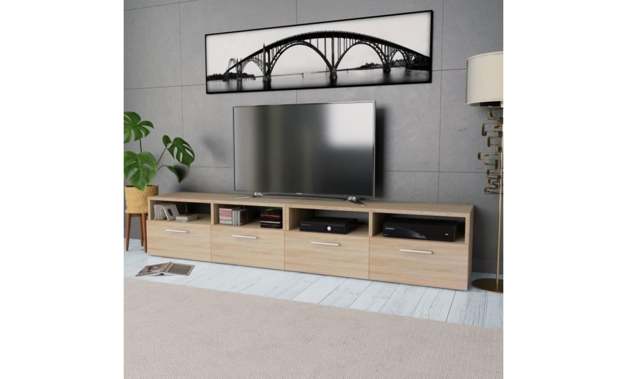 meuble tv 2 pcs aggloméré 95 x 35 x 36 cm chêne