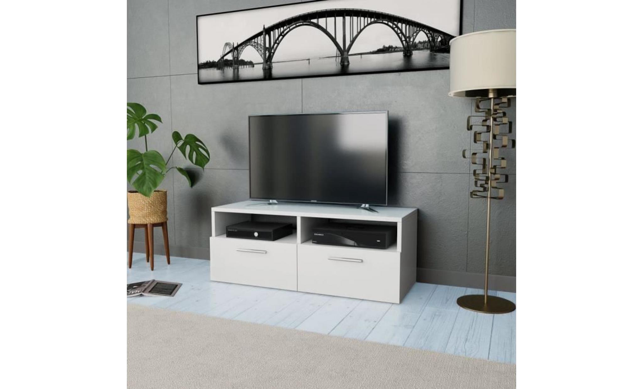 meuble tv aggloméré  meuble salon scandinave meuble hi fi 95 x 35 x 36 cm audio vidéo et pour home cinéma blanc