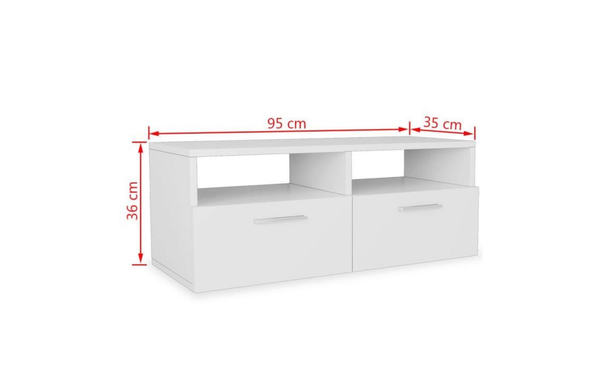 meuble tv aggloméré 95 x 35 x 36 cm blanc meuble tv mural scandinave table console pas cher