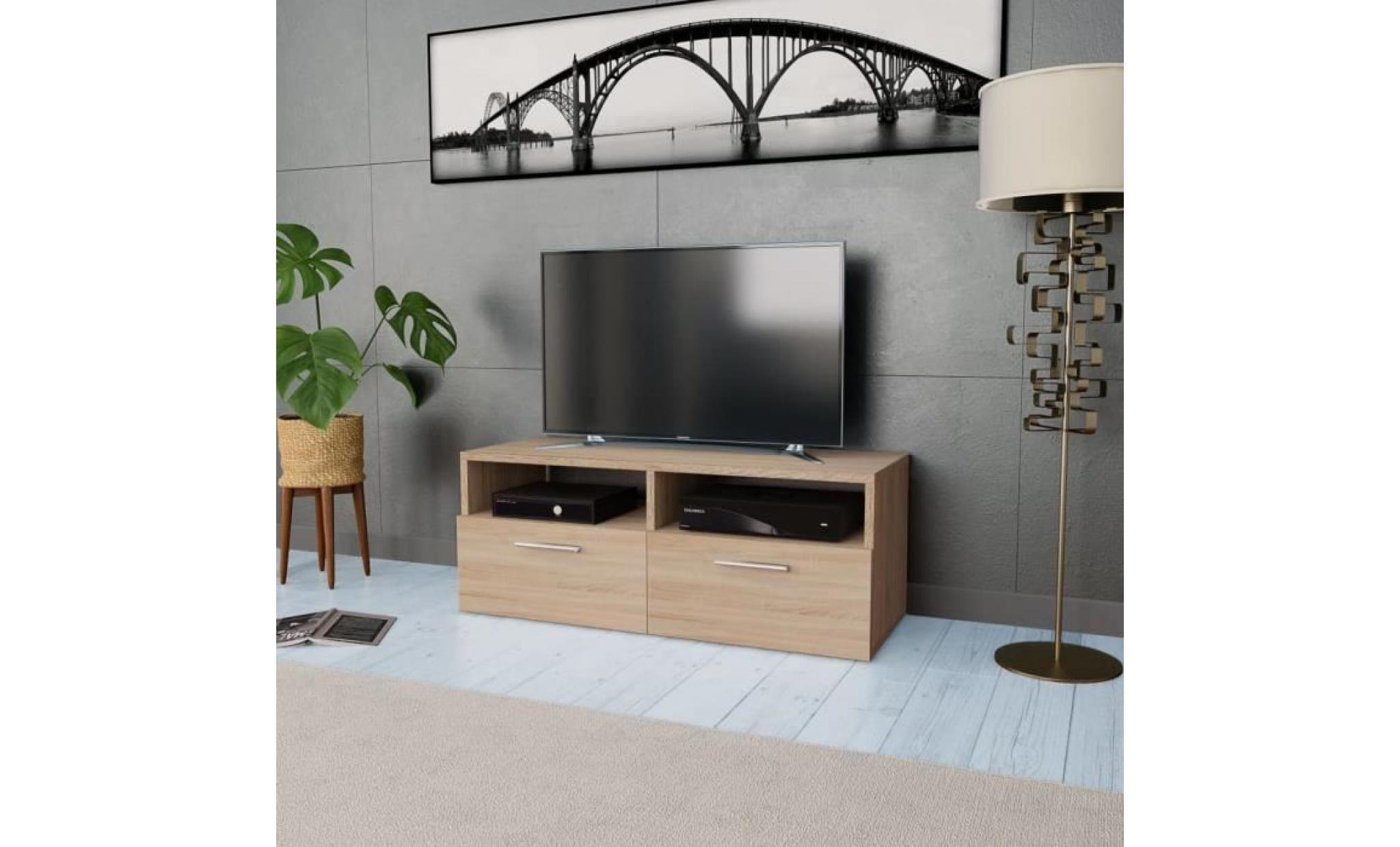 meuble tv aggloméré support tv chêne 95 x 35 x 36 cm