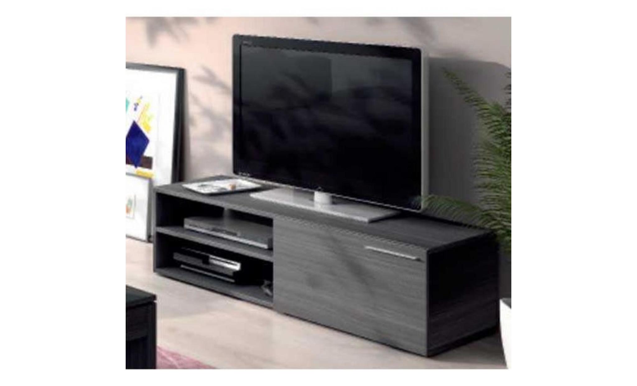 meuble tv avec 1 porte et 1 tablette imitation frêne gris   dim : 35 x 130 x 42 cm pas cher