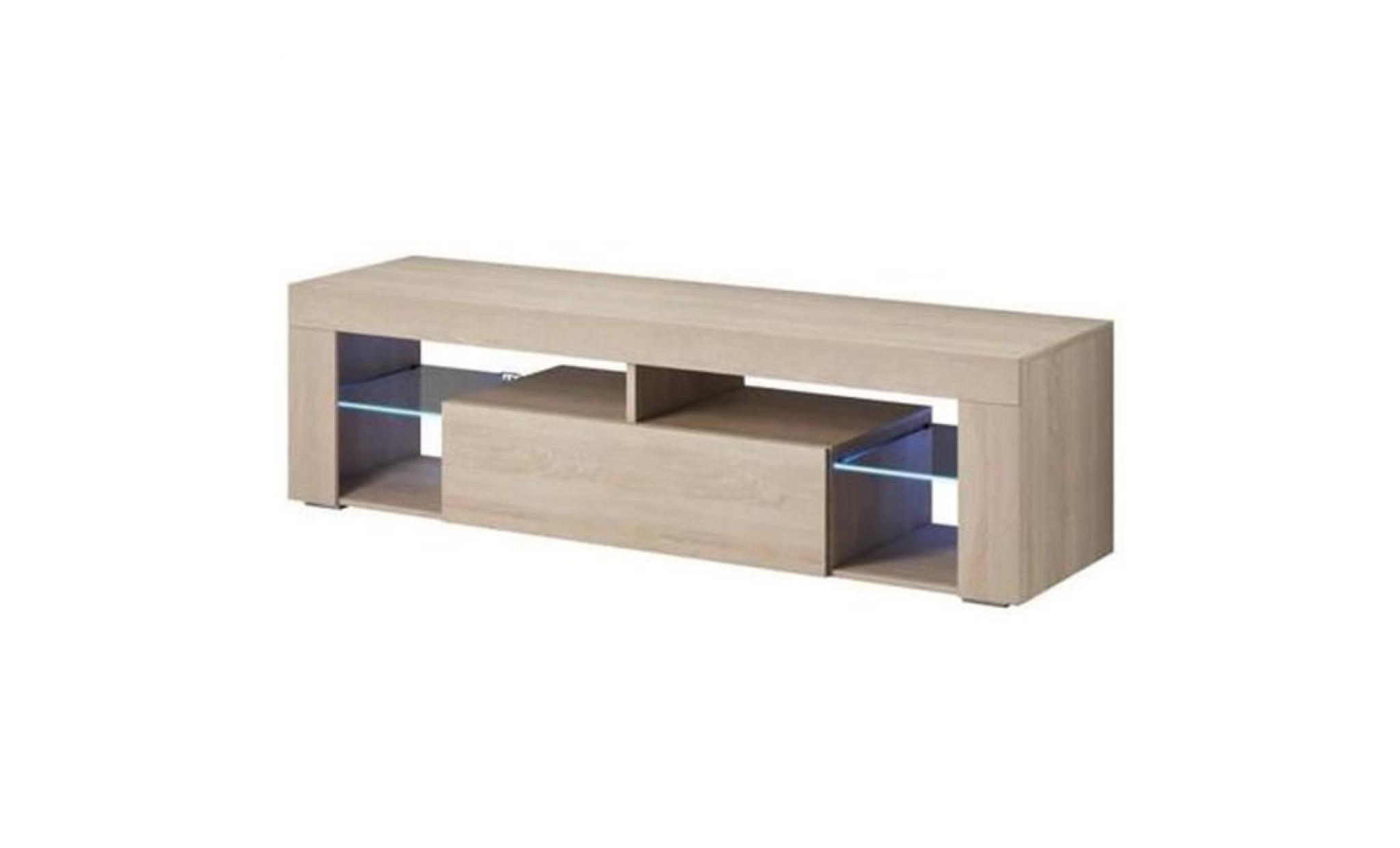 meuble tv avec éclairage led, coloris chêne sonoma   dim : 160 x 35 x 55 cm