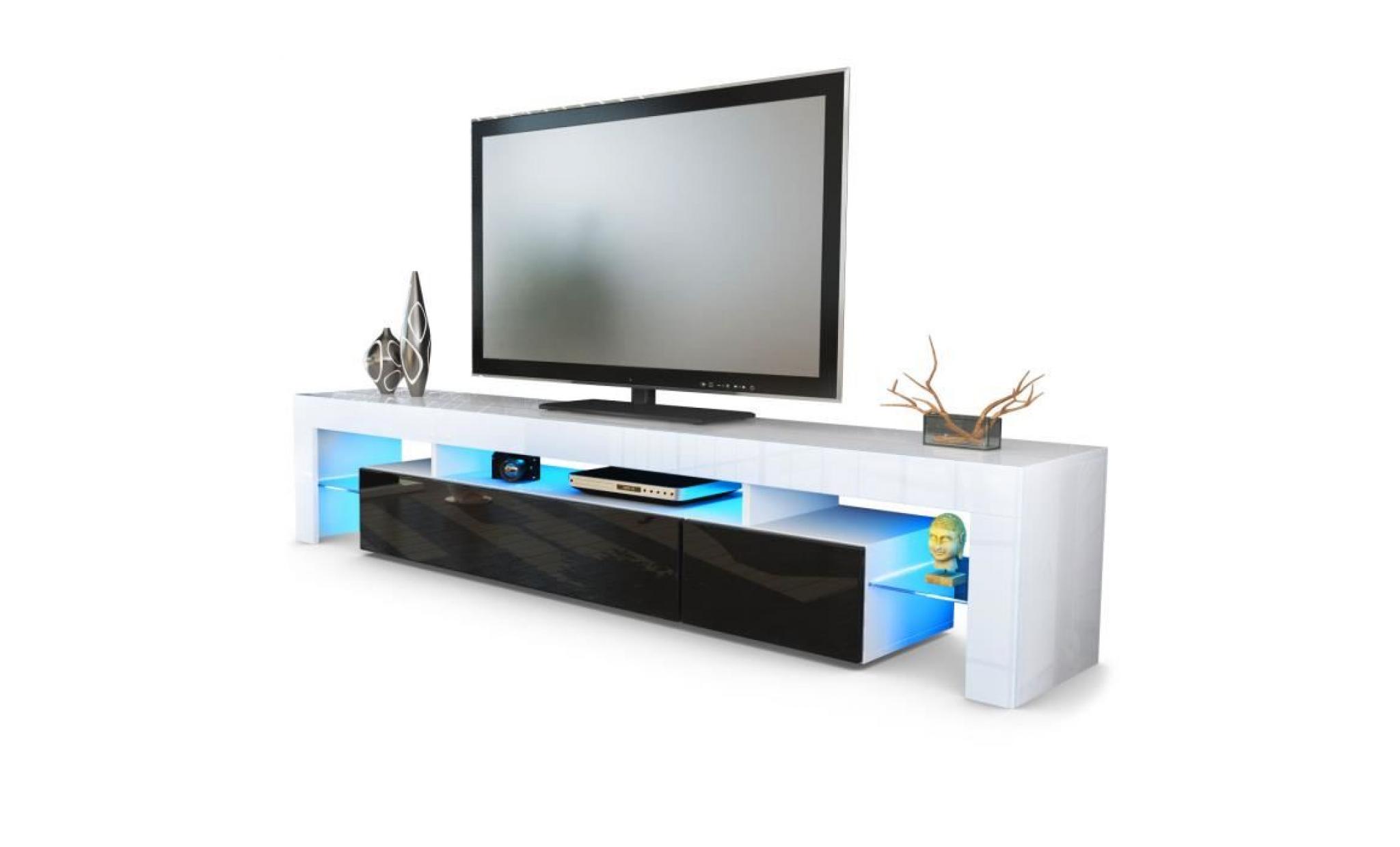 meuble tv bas armoire basse lima v2 en blanc mat   gris haute brillance