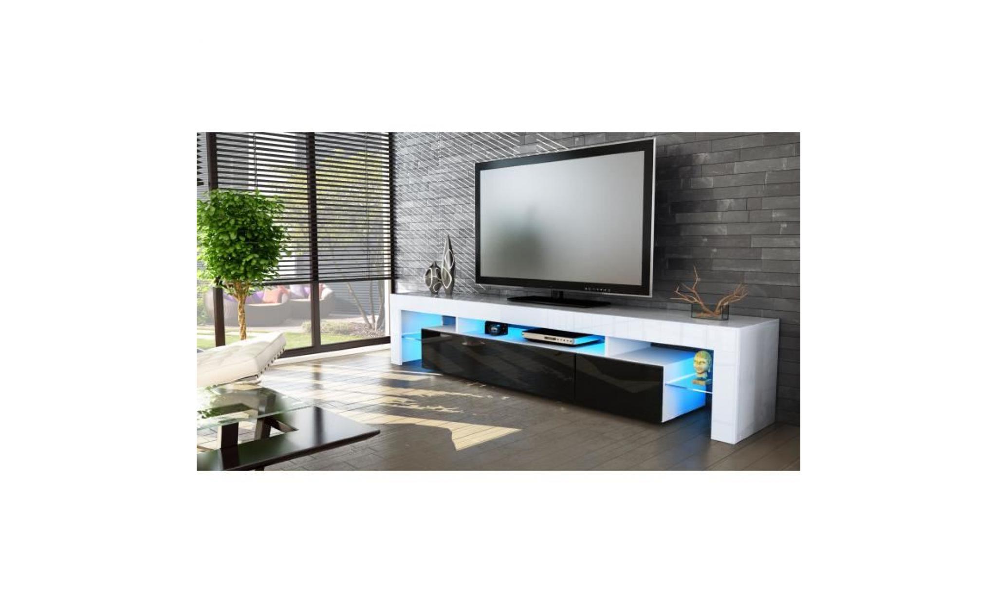 meuble tv bas armoire basse lima v2 en blanc mat   gris haute brillance pas cher